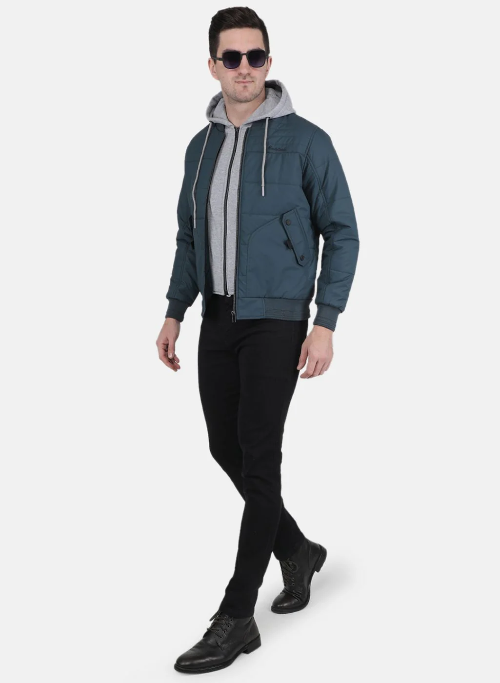 Men Blue Solid Jacket - Image 4