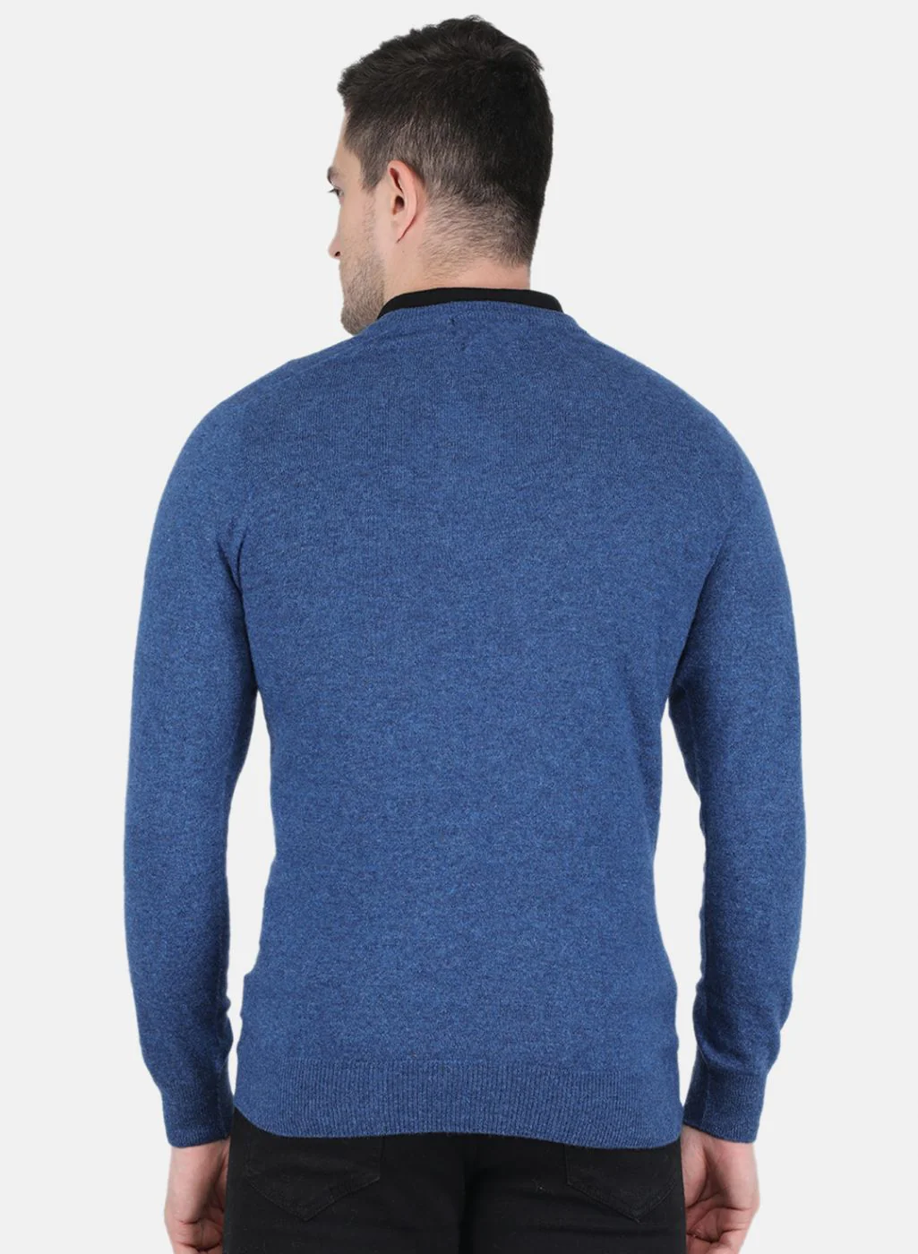 Men Blue Solid Pullover - Image 3