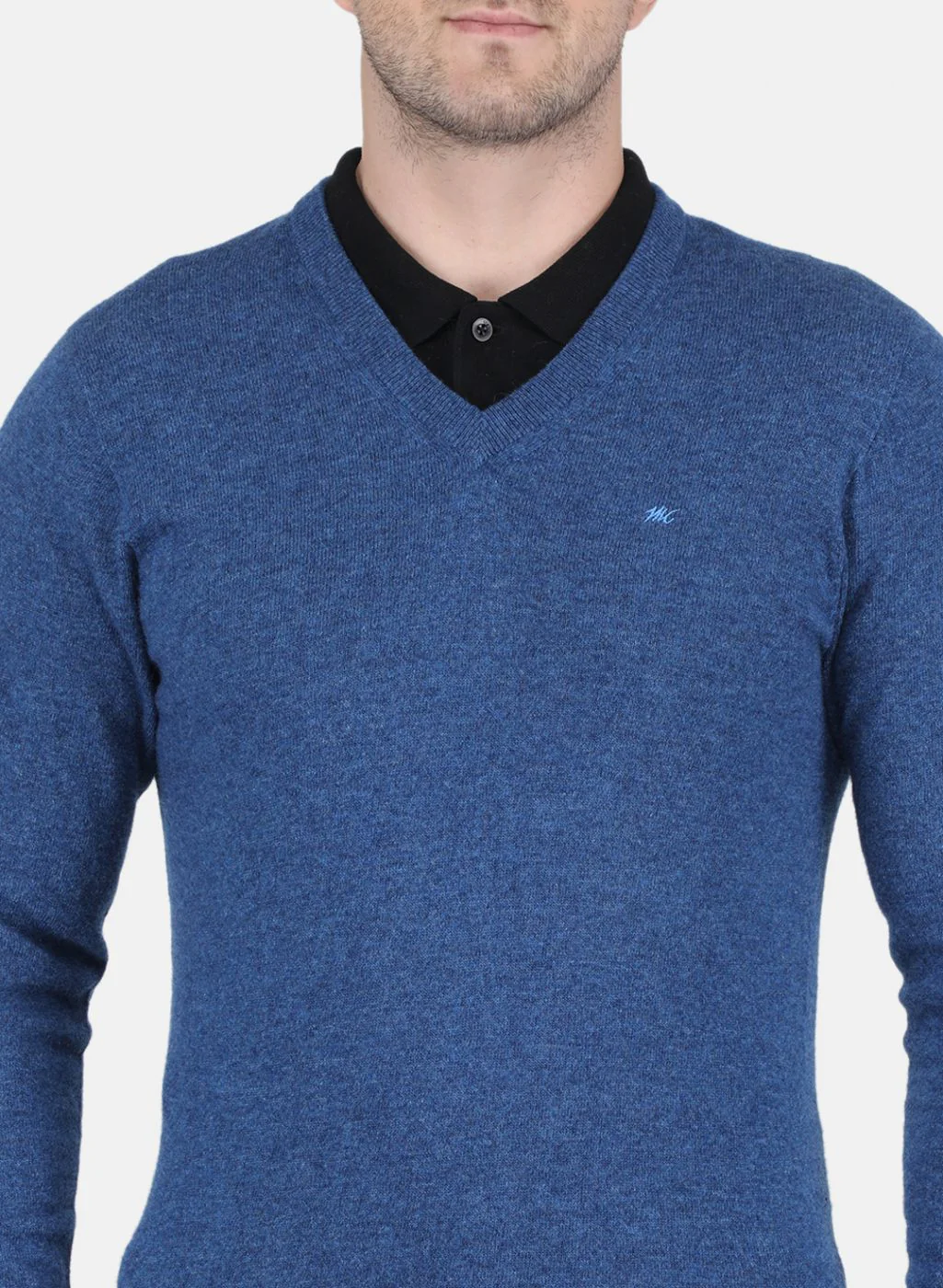 Men Blue Solid Pullover - Image 5