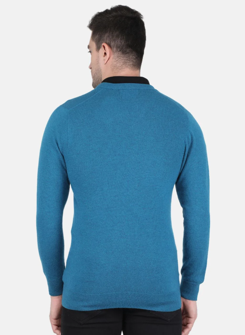 Men Blue Solid Pullover - Image 3