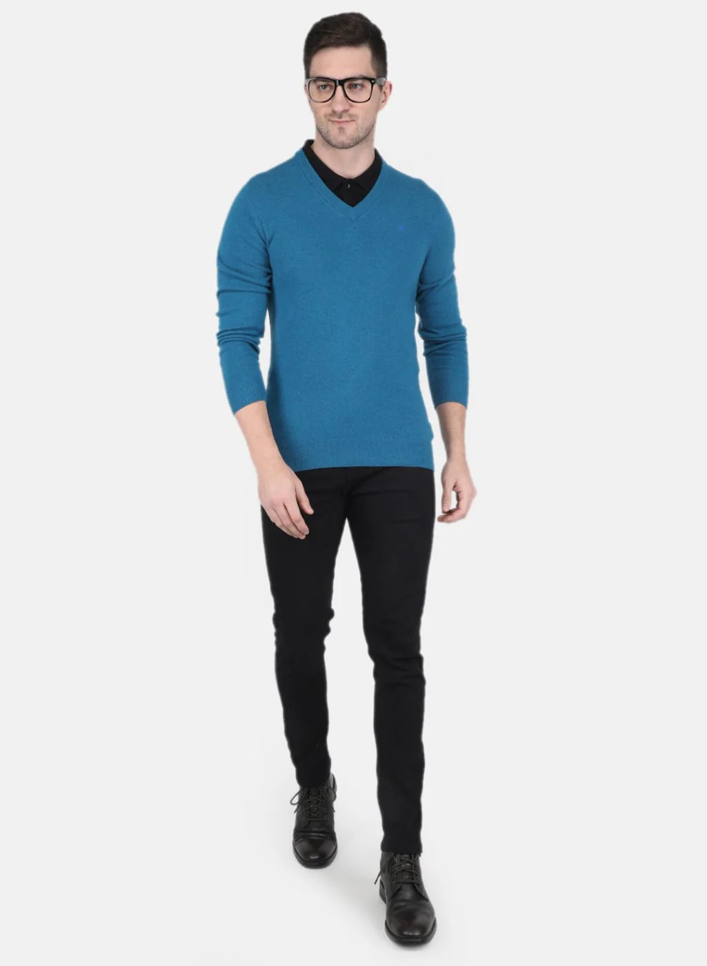 Men Blue Solid Pullover - Image 4