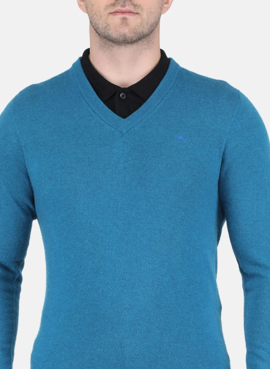 Men Blue Solid Pullover - Image 5
