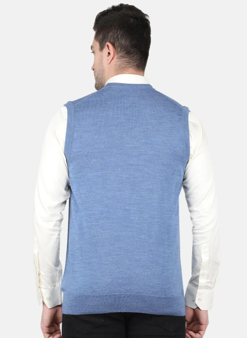 Men Blue Solid Sweater - Image 3