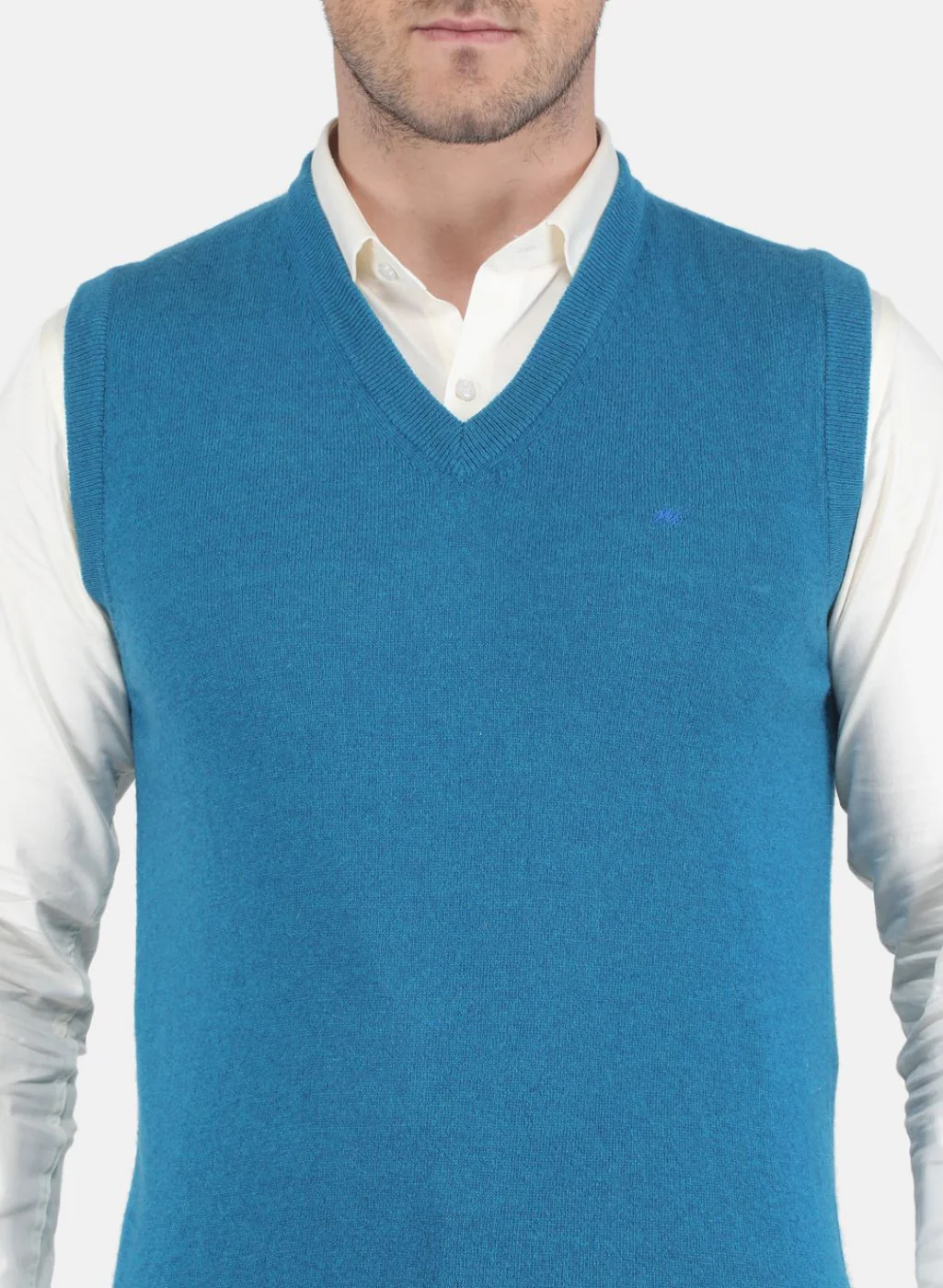 Men Blue Solid Sweater - Image 5