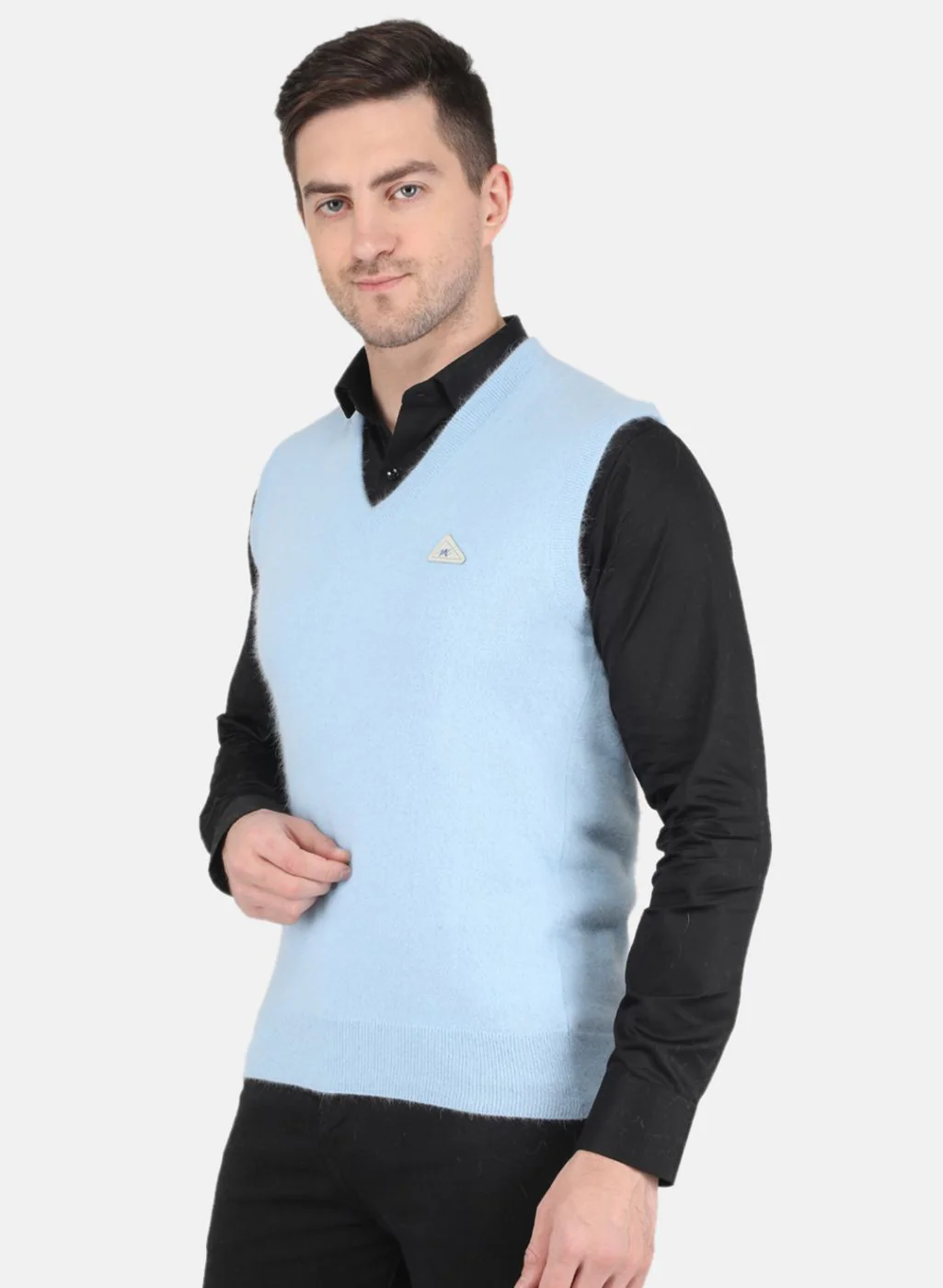 Men Blue Solid Sweater - Image 2