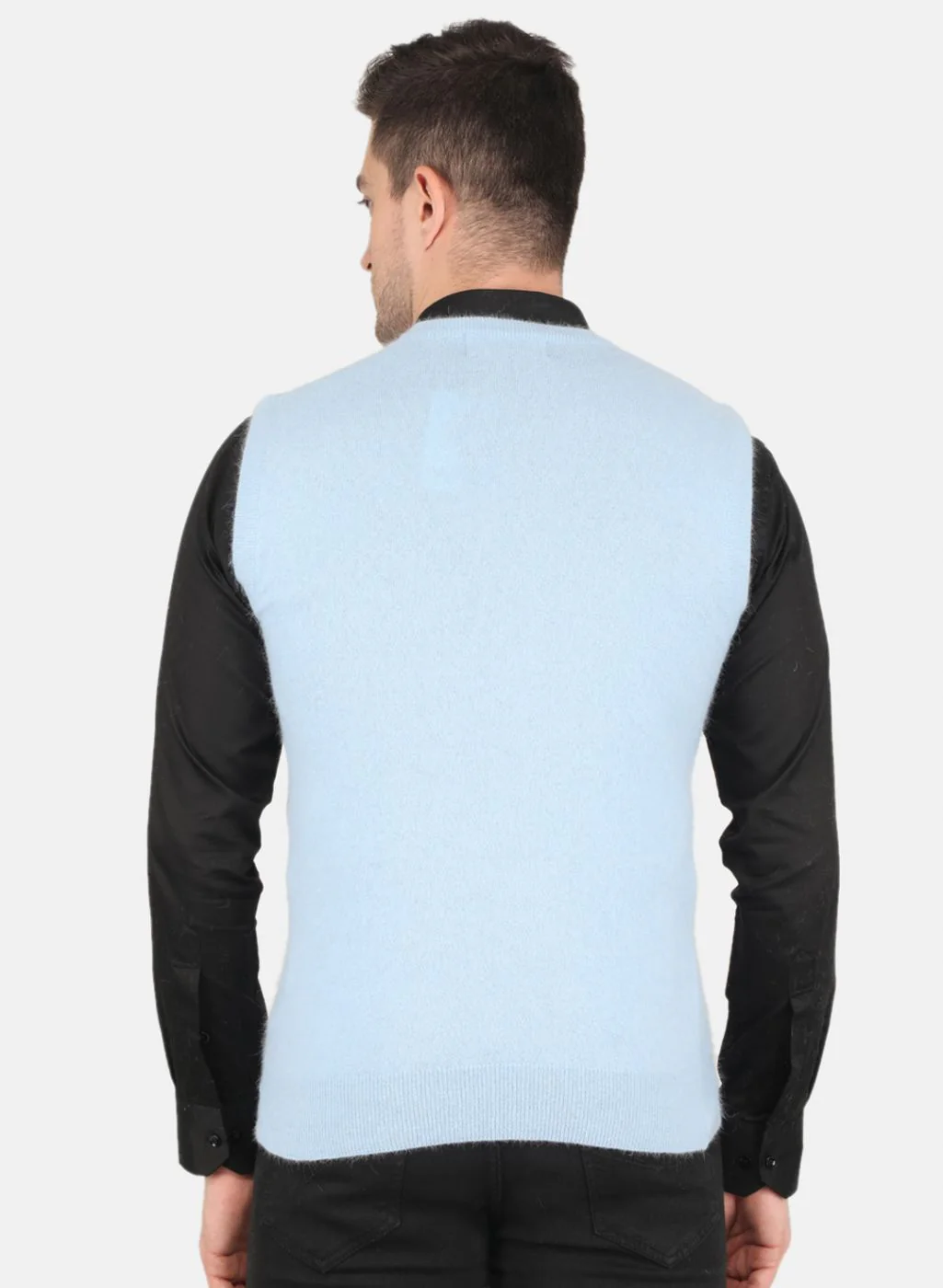 Men Blue Solid Sweater - Image 3