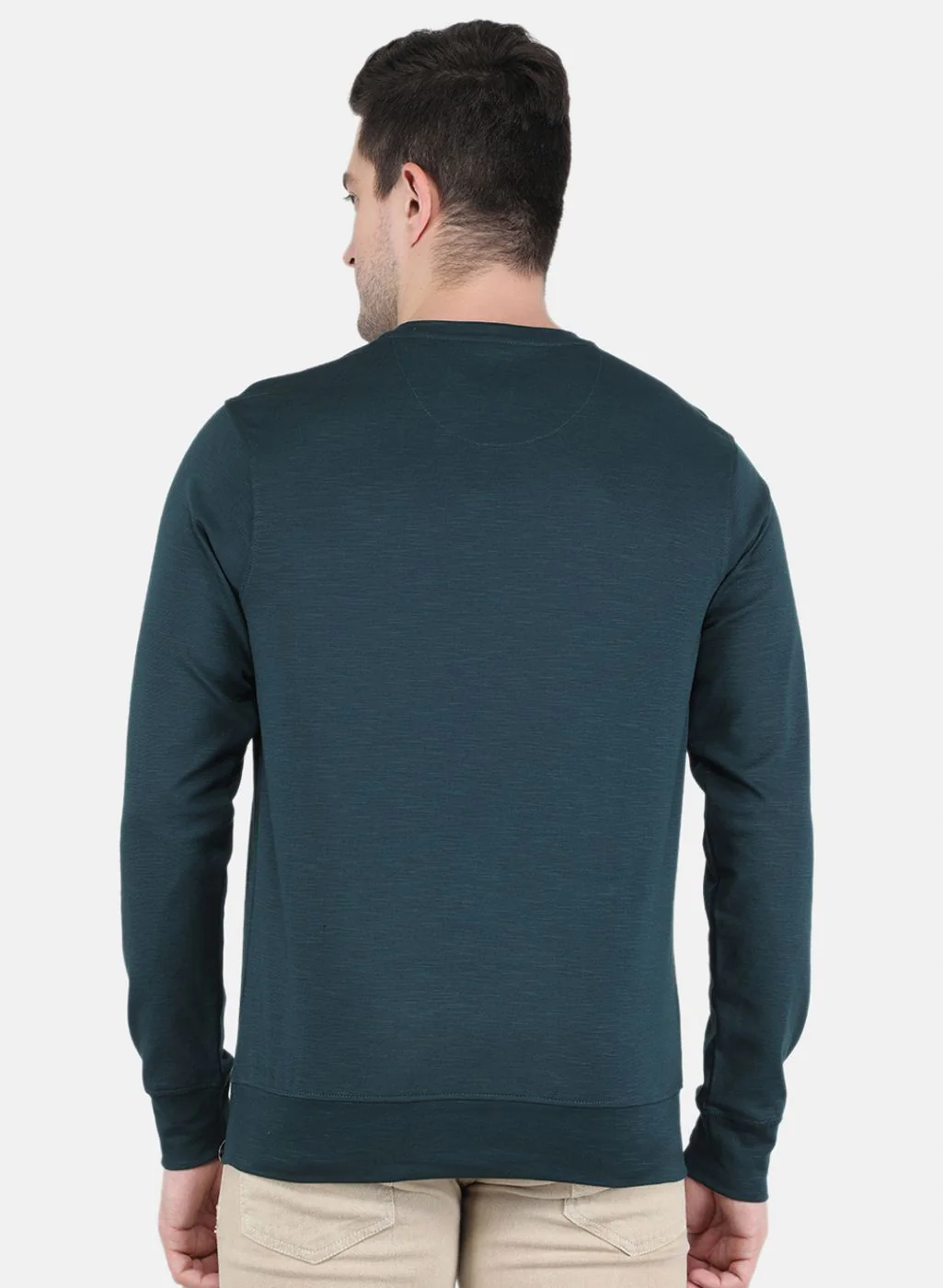 Men Blue Solid Sweatshirt - Image 3