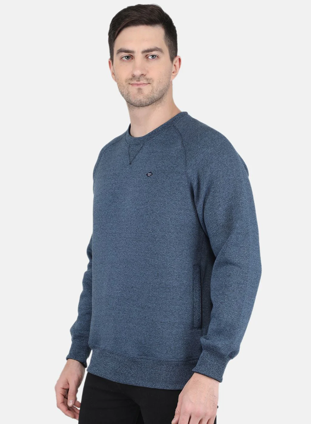 Men Blue Solid Sweatshirt - Image 2
