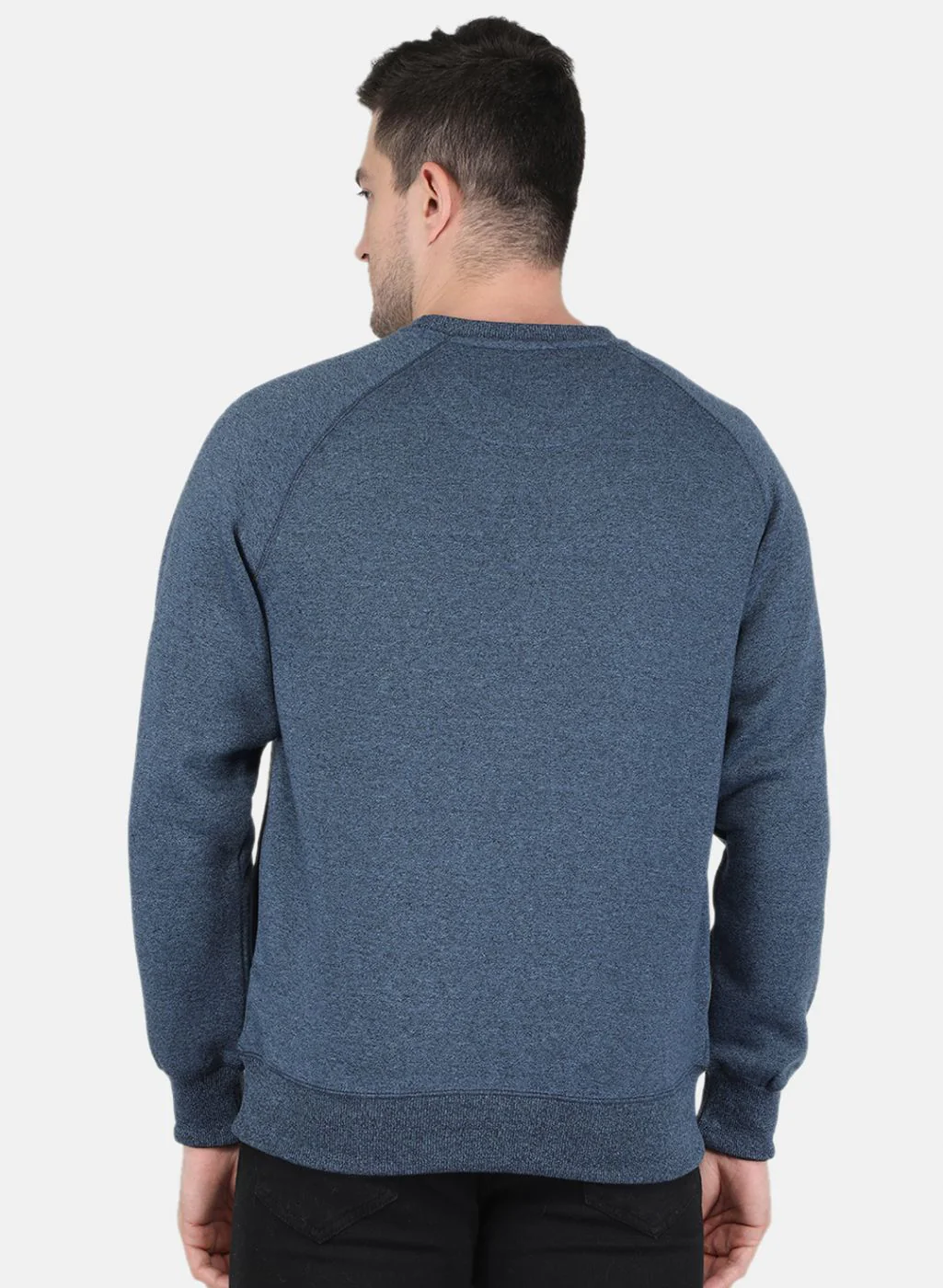 Men Blue Solid Sweatshirt - Image 3
