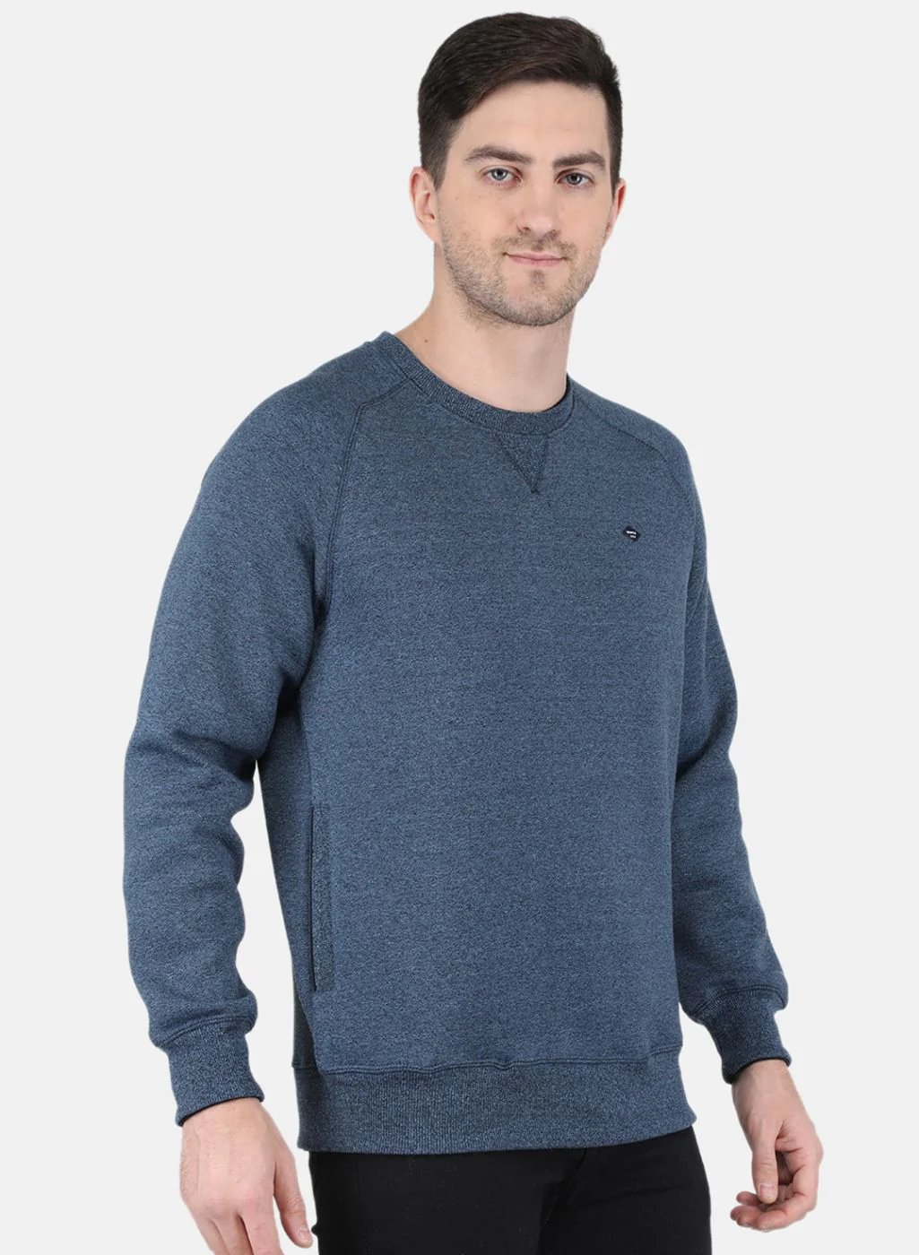 Men Blue Solid Sweatshirt - Image 6