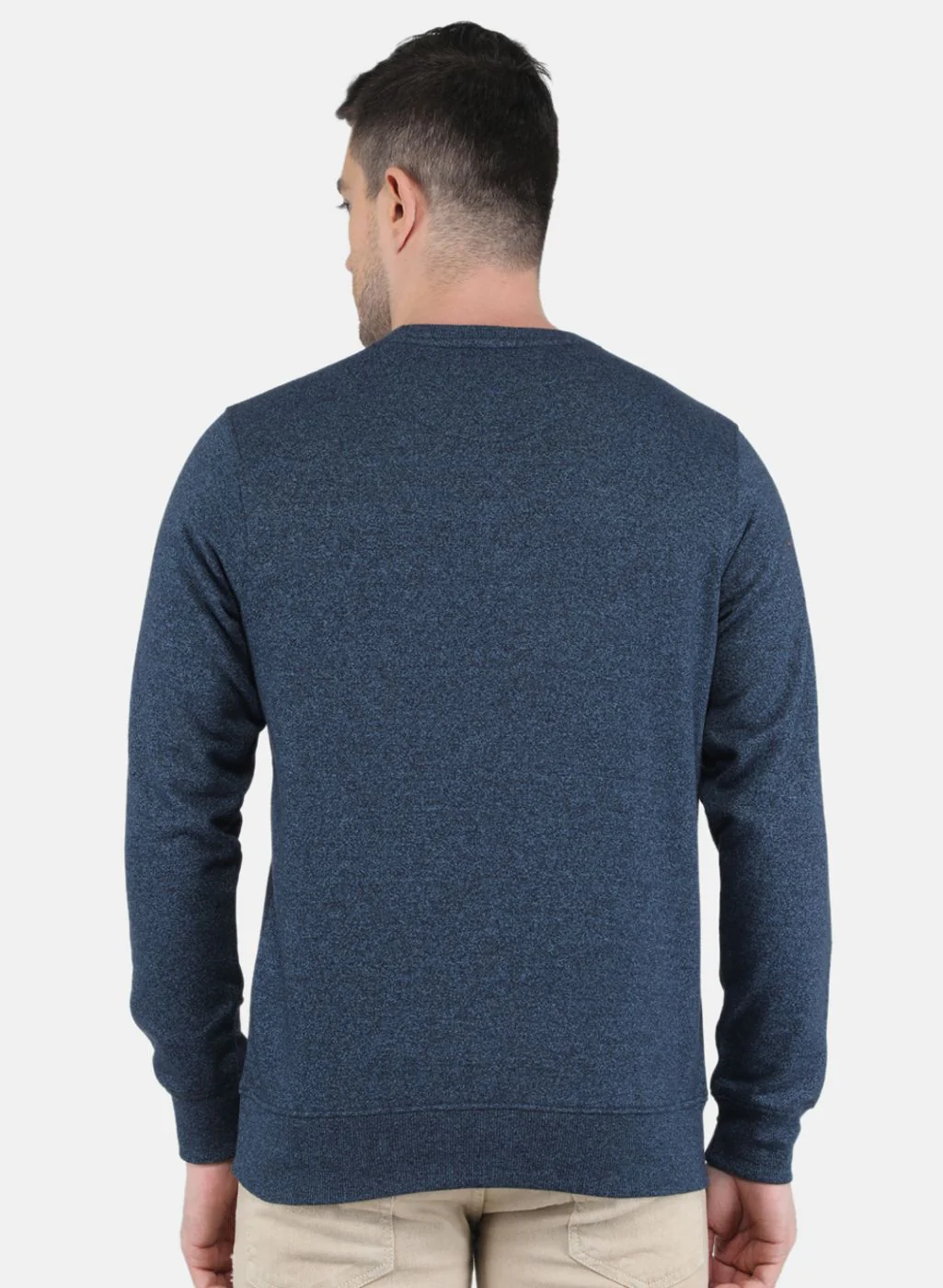 Men Blue Solid Sweatshirt - Image 3