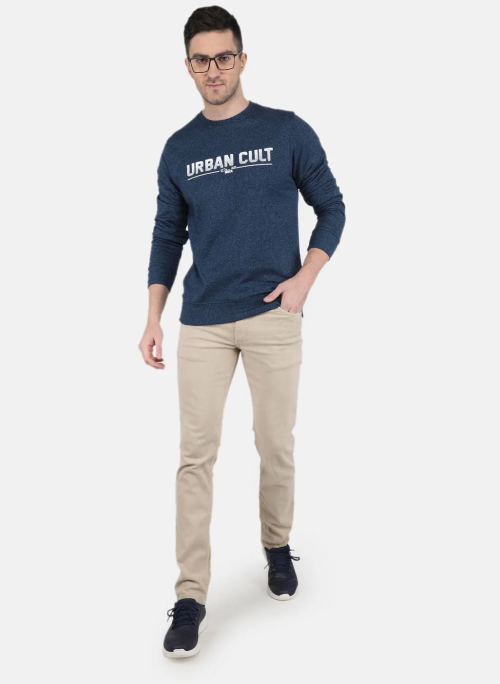 Men Blue Solid Sweatshirt - Image 4