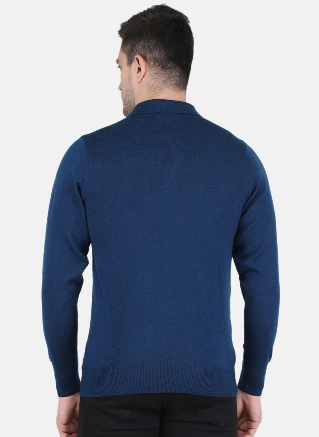 Men Blue Solid T-Shirt - Image 3