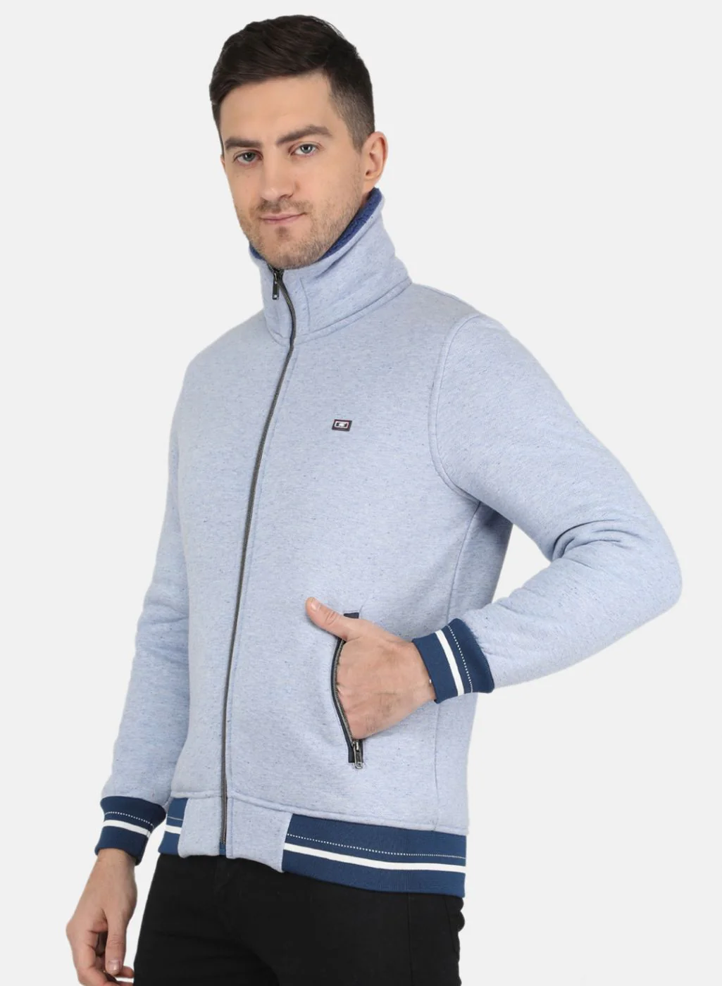 Men Blue Solid T-Shirt - Image 2