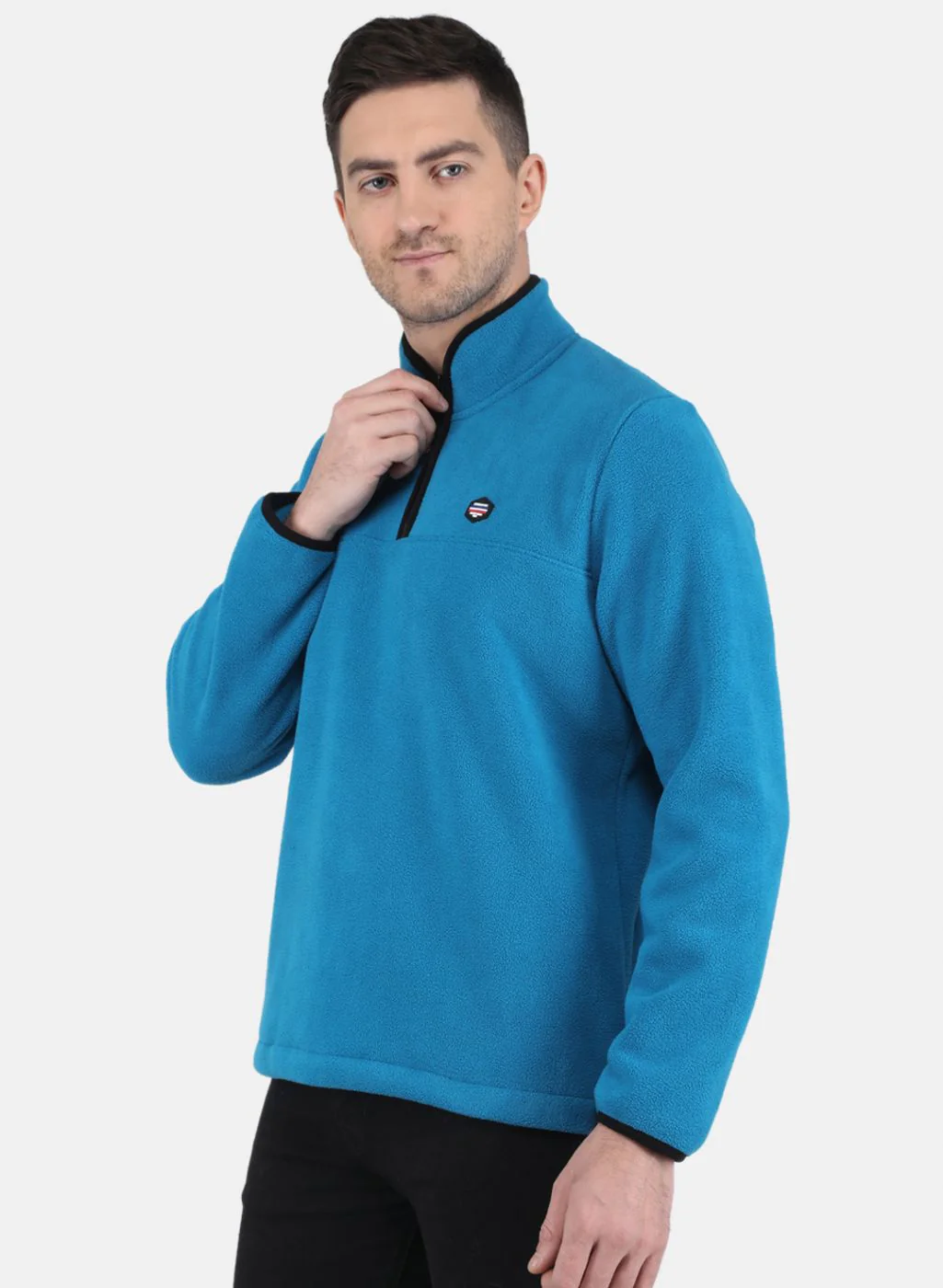 Men Blue Solid T-Shirt - Image 2