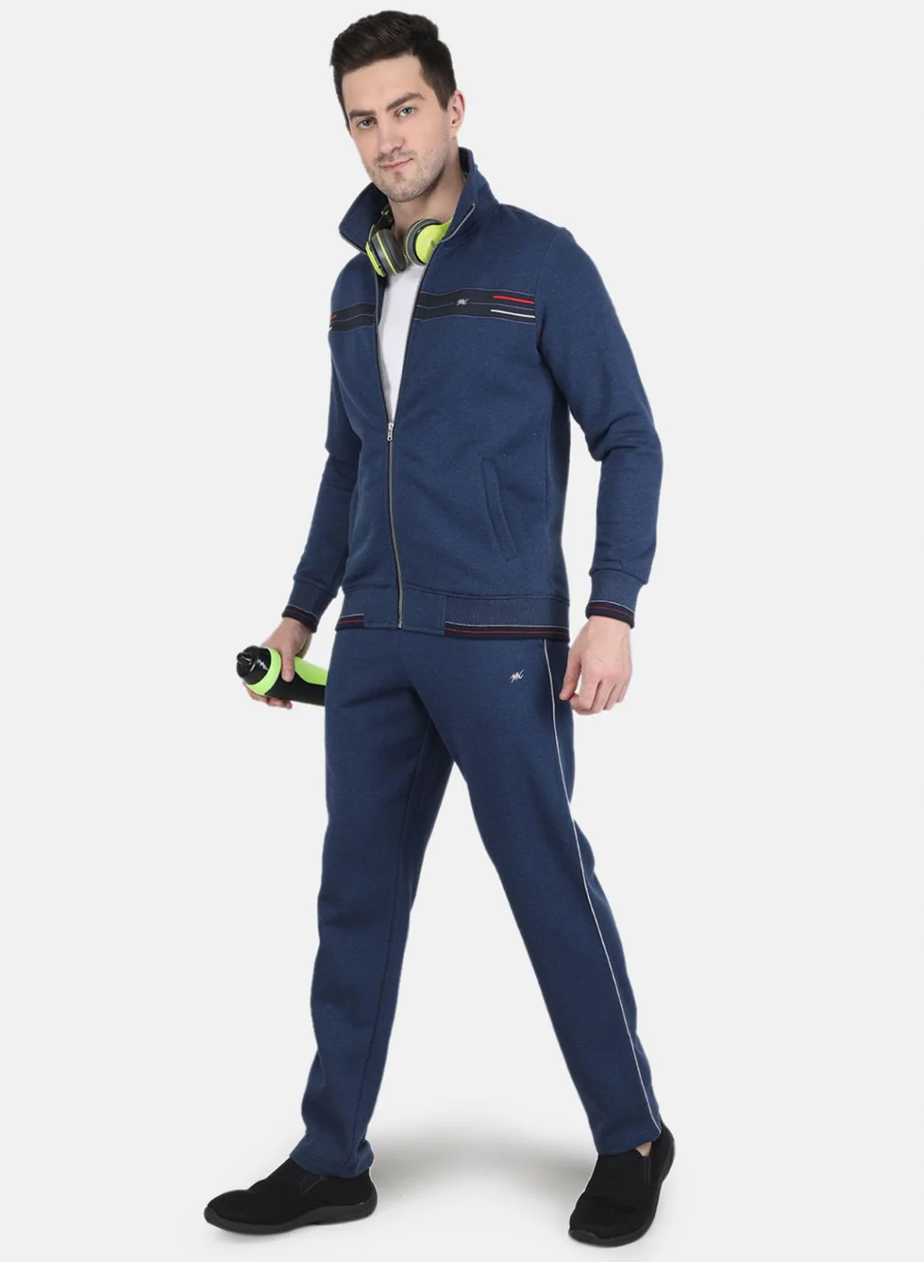 Men Blue Solid Tracksuit - Image 4