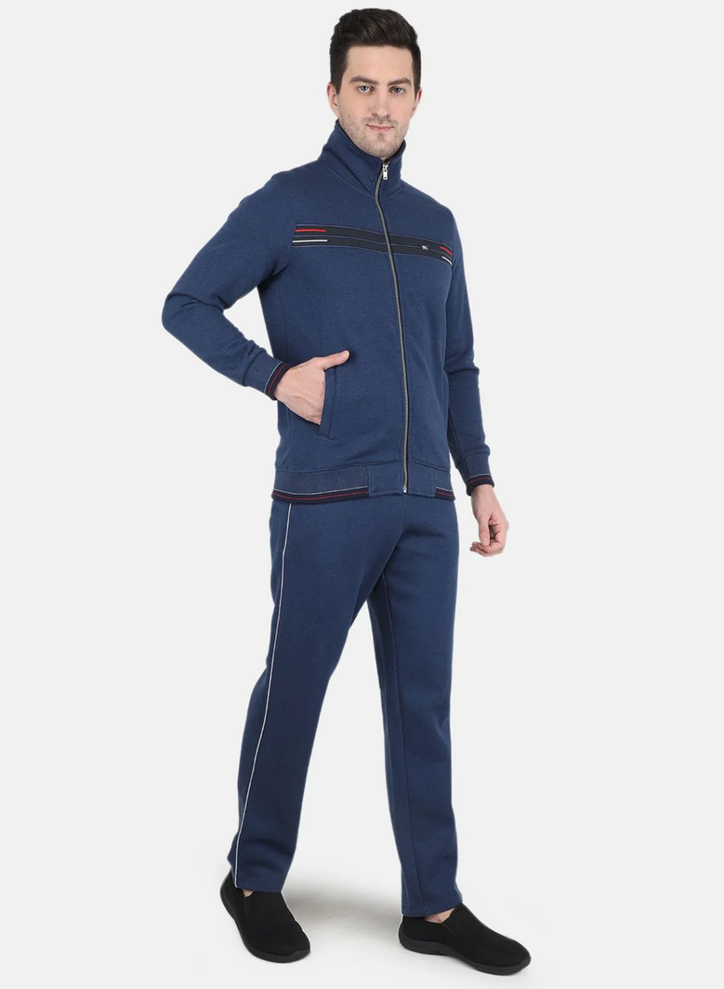 Men Blue Solid Tracksuit - Image 7