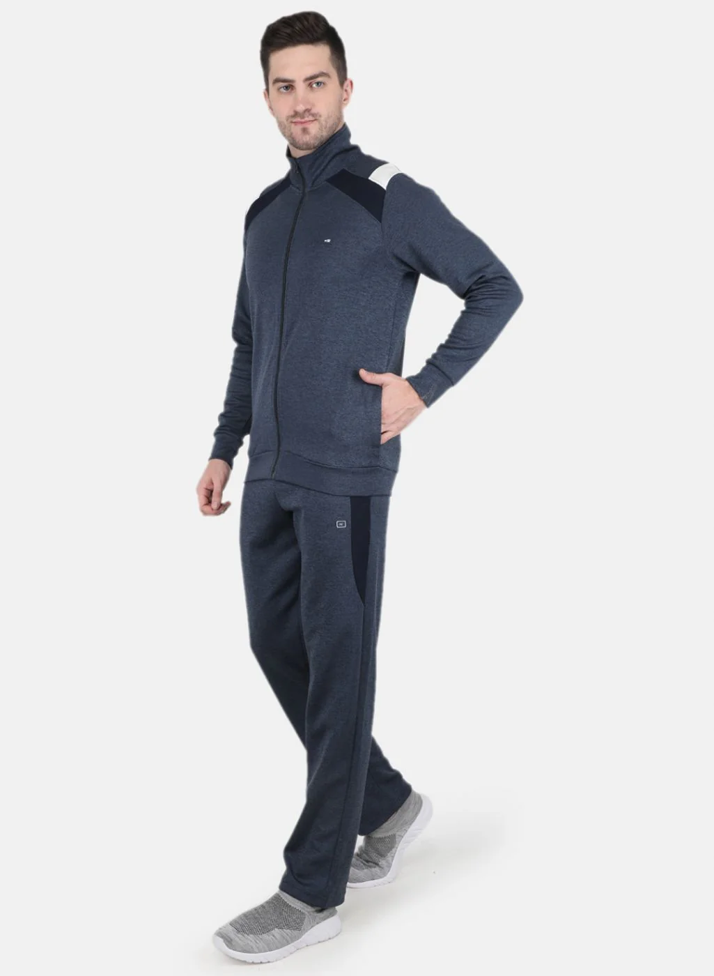 Men Blue Solid Tracksuit - Image 2