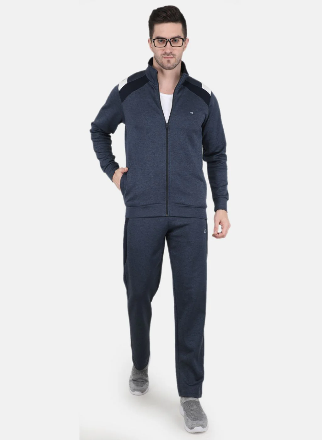 Men Blue Solid Tracksuit - Image 4