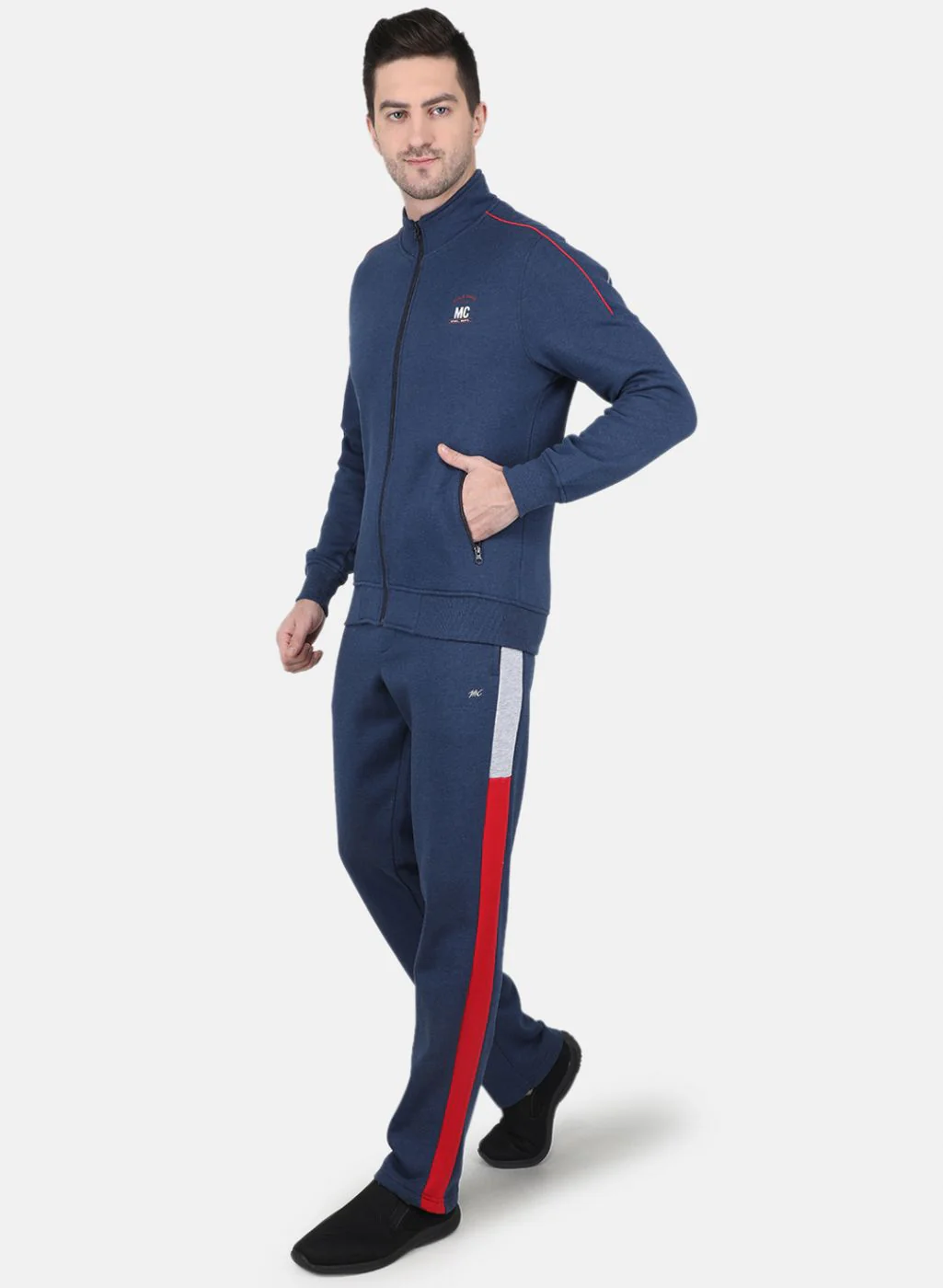 Men Blue Solid Tracksuit - Image 2