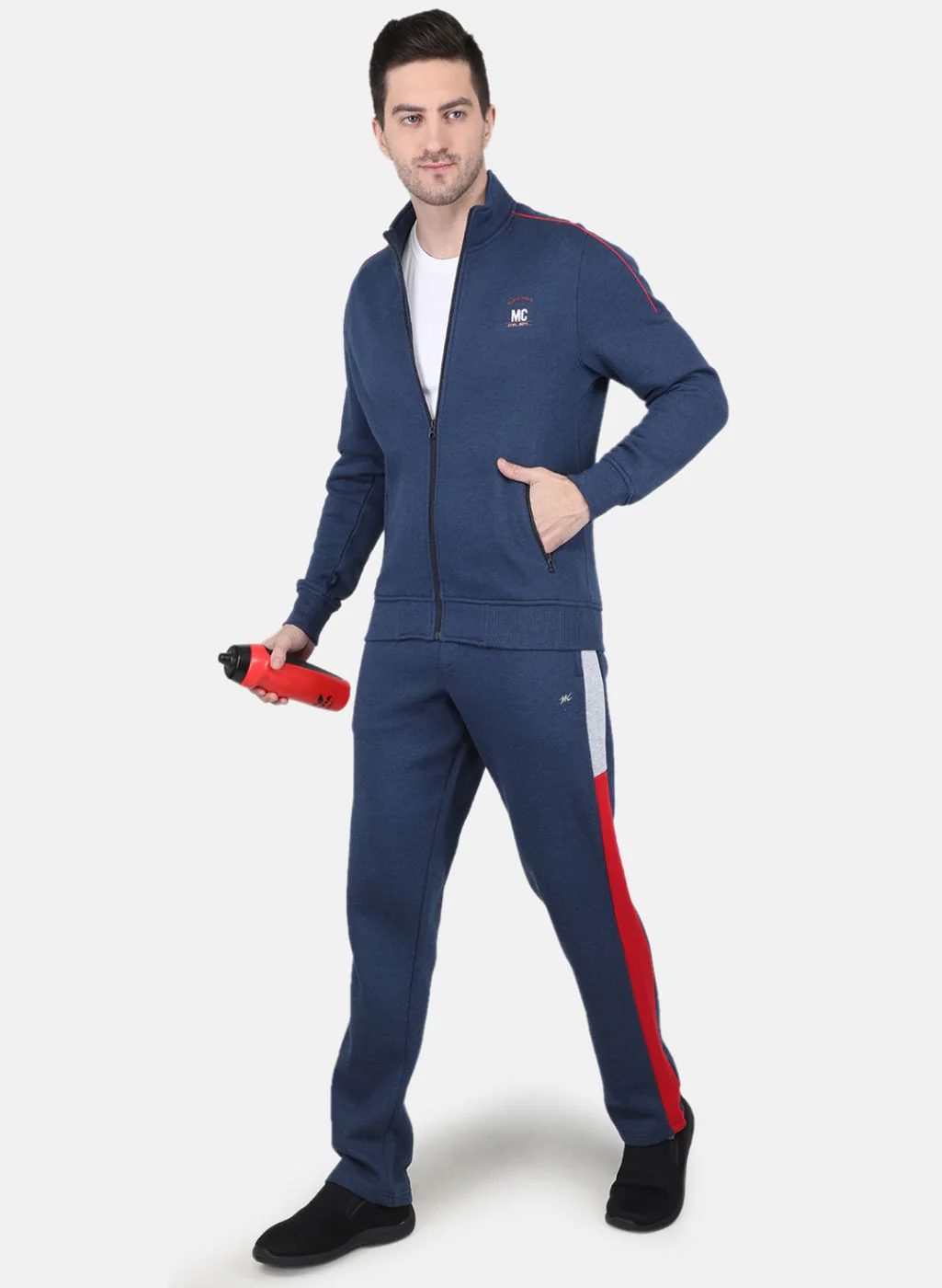 Men Blue Solid Tracksuit - Image 4
