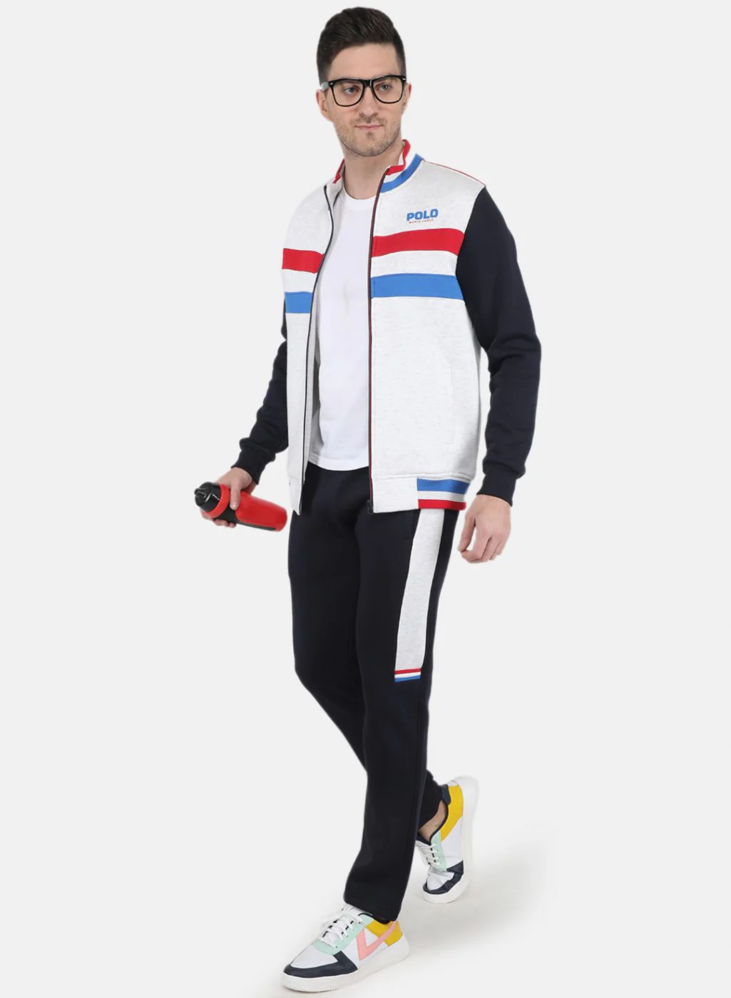 Men Blue Solid Tracksuit - Image 4