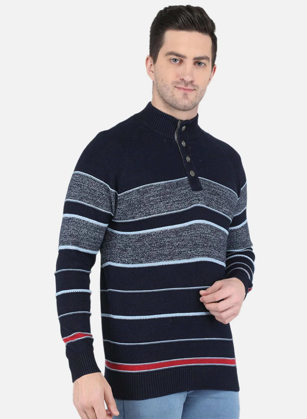 Men Blue Stripe Pullover - Image 6