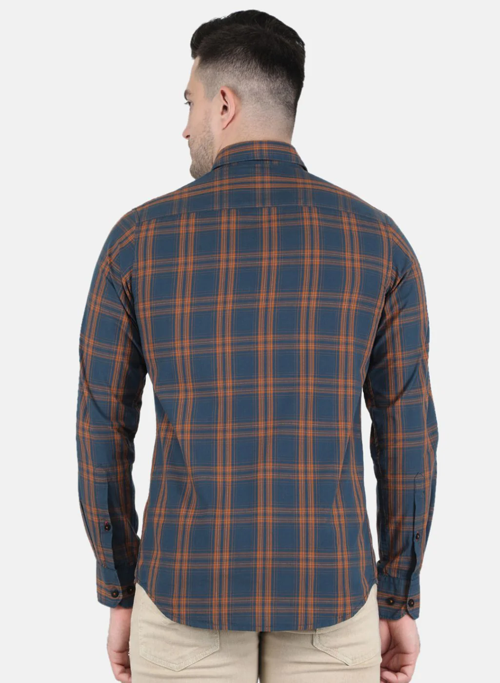 Men Brown Check Shirt - Image 3