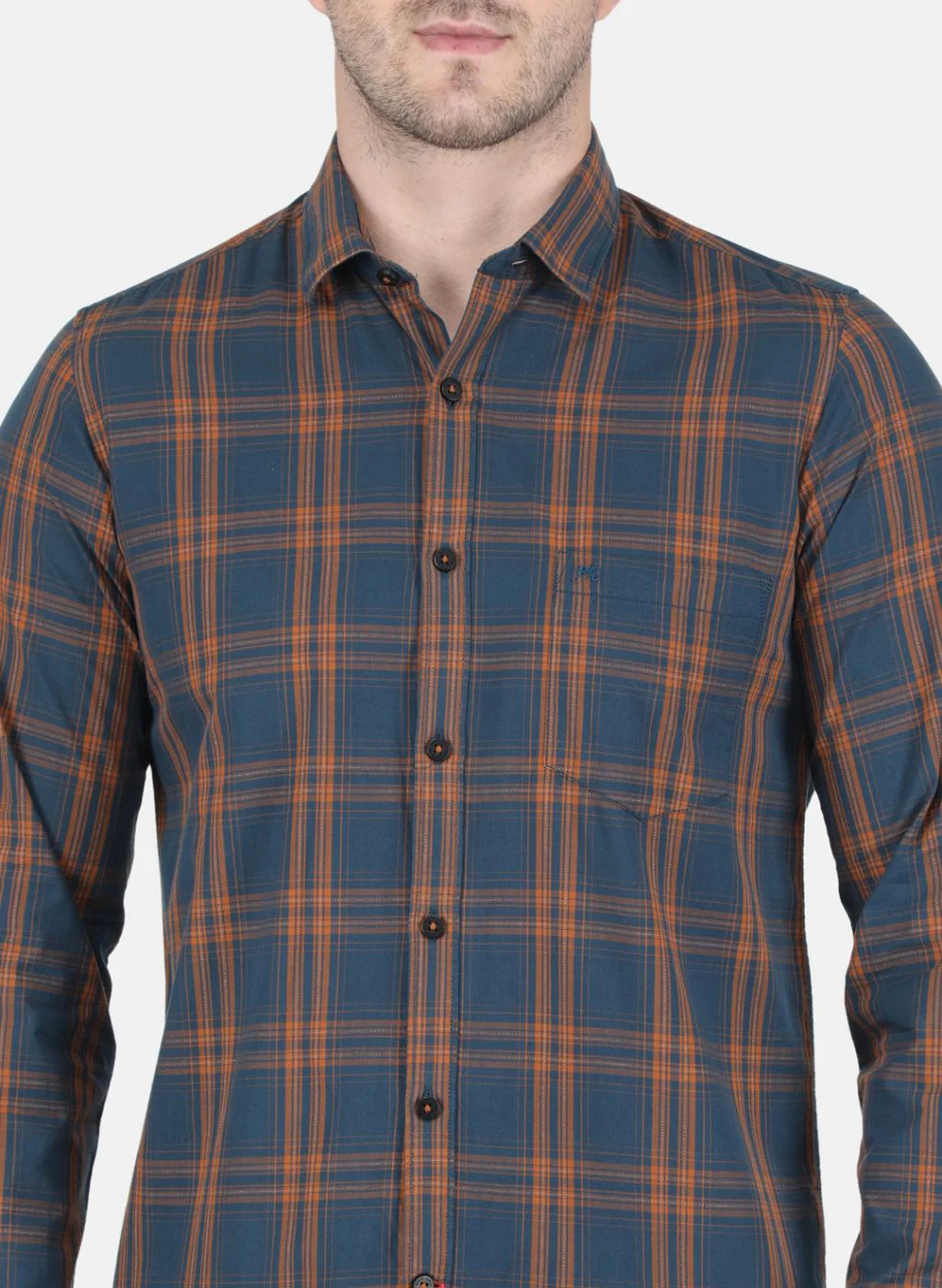Men Brown Check Shirt - Image 5
