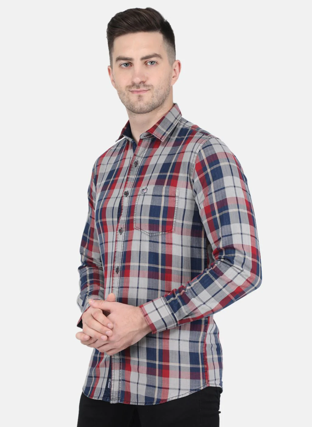 Men Brown Check Shirt - Image 2
