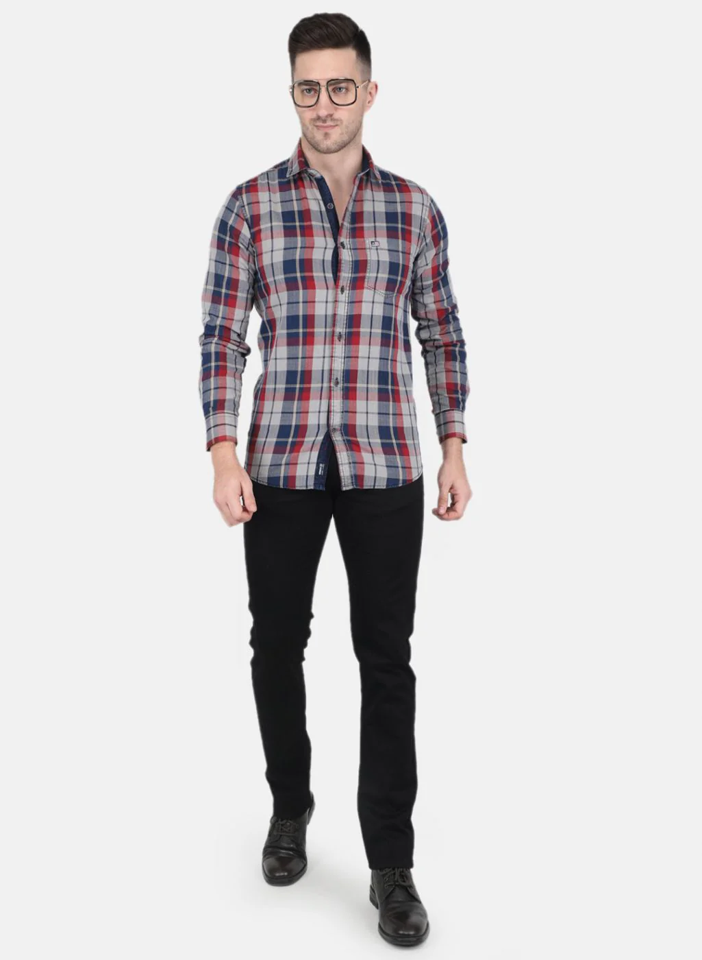 Men Brown Check Shirt - Image 4