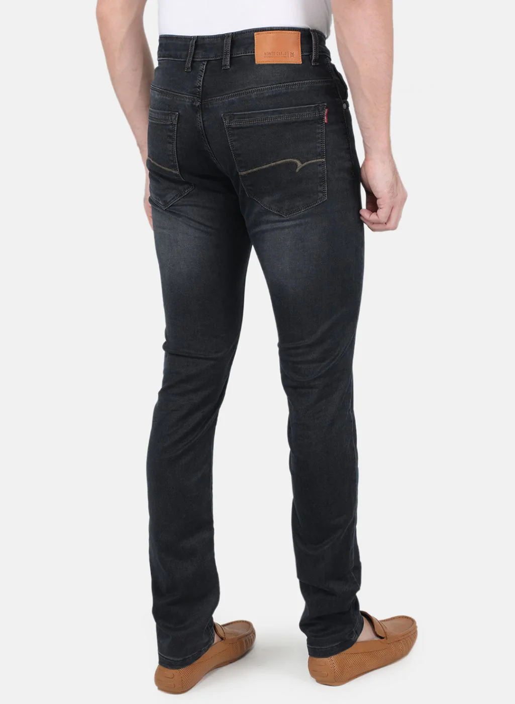Men Brown NArrow Fit Denim - Image 3