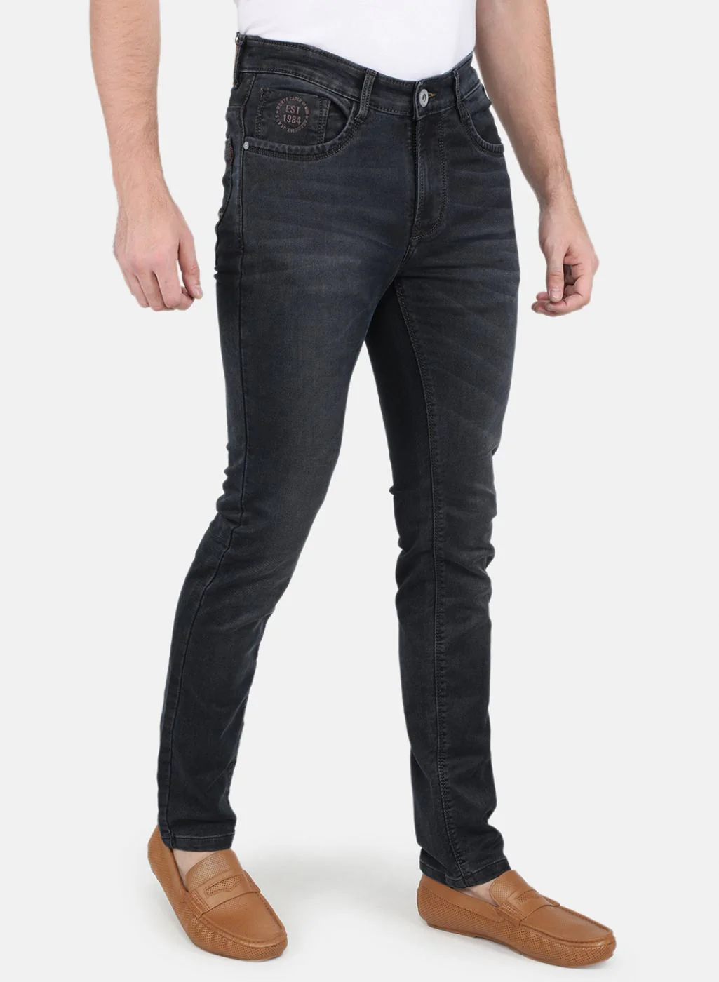 Men Brown NArrow Fit Denim - Image 6