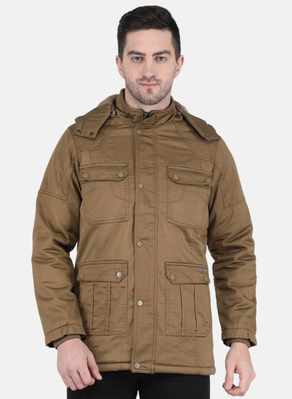 Men Brown Solid Jacket