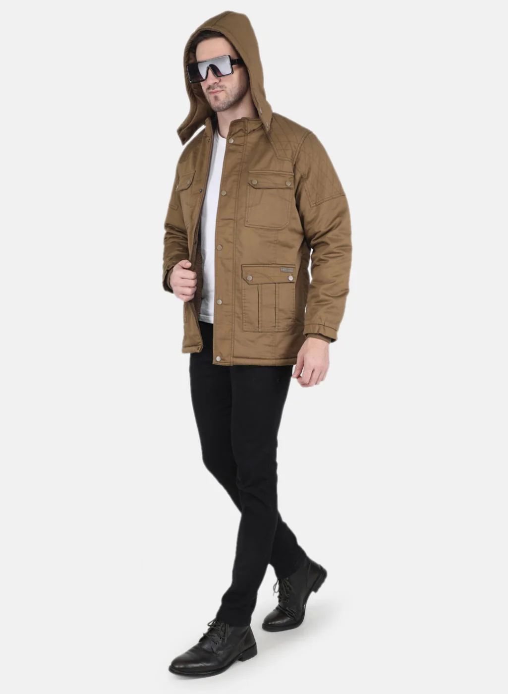 Men Brown Solid Jacket - Image 4