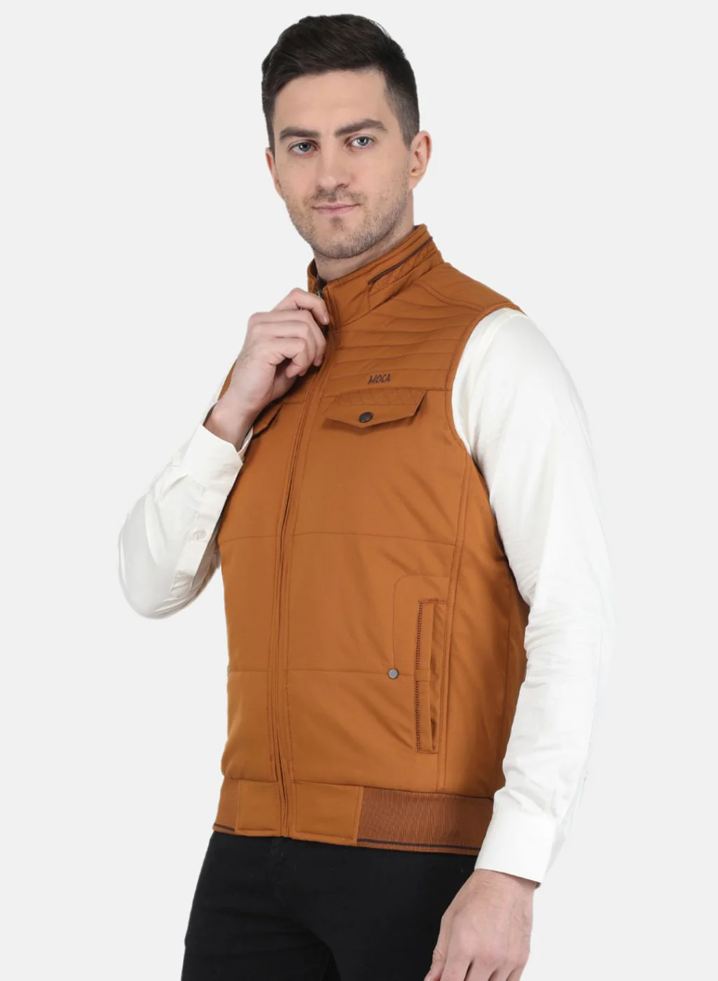 Men Brown Solid Jacket - Image 2