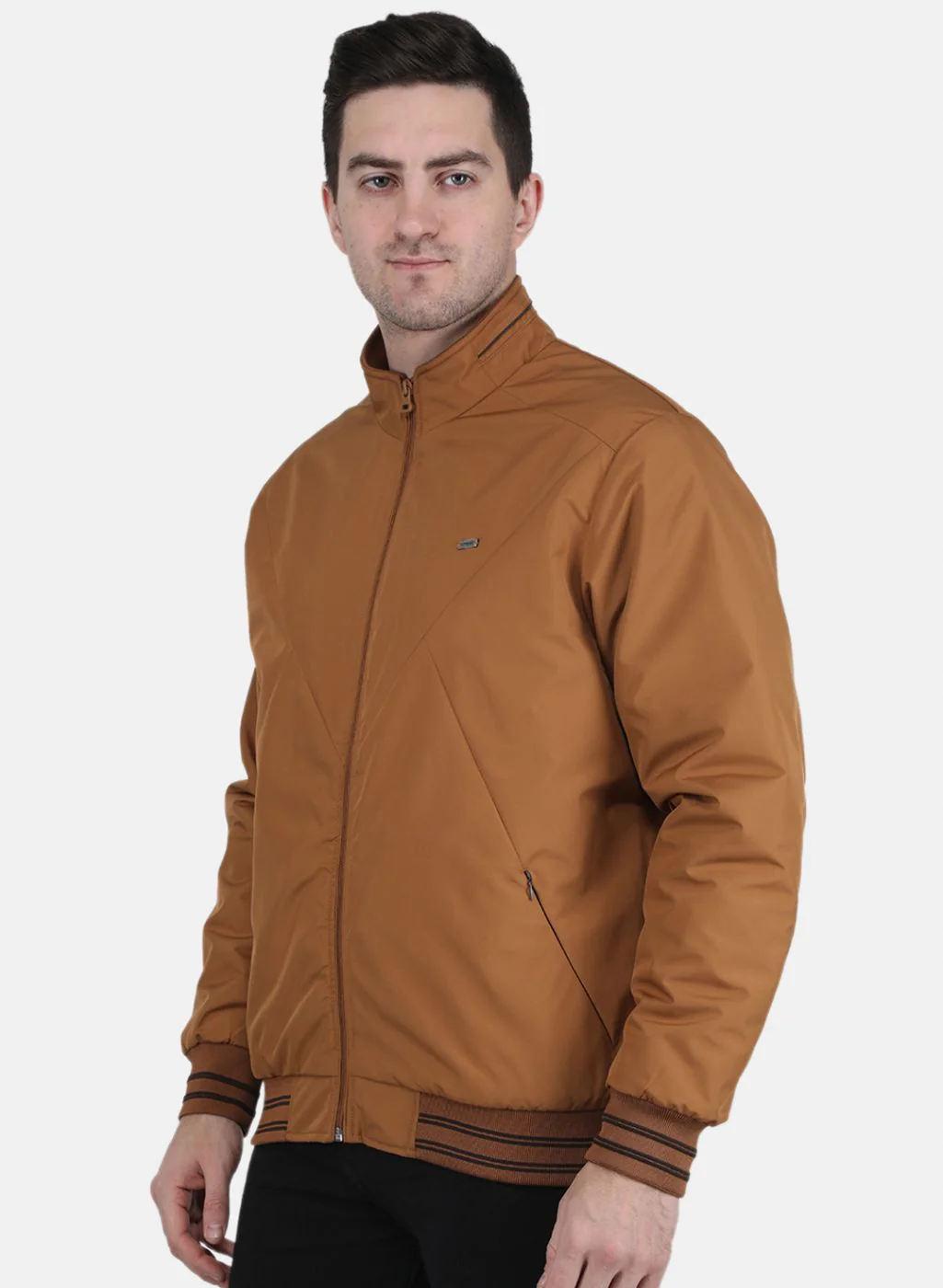 Men Brown Solid Jacket - Image 2