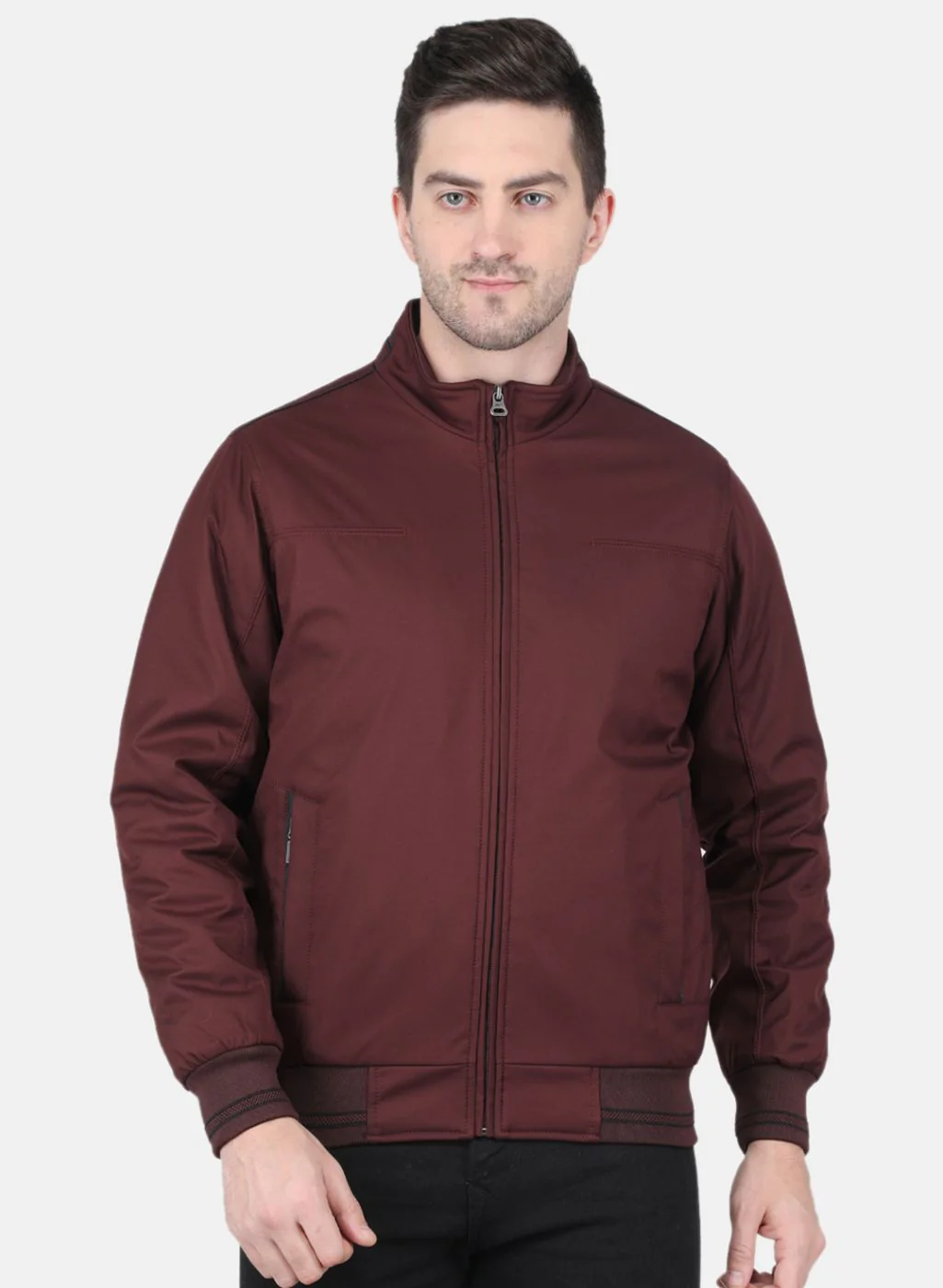 Men Brown Solid Jacket