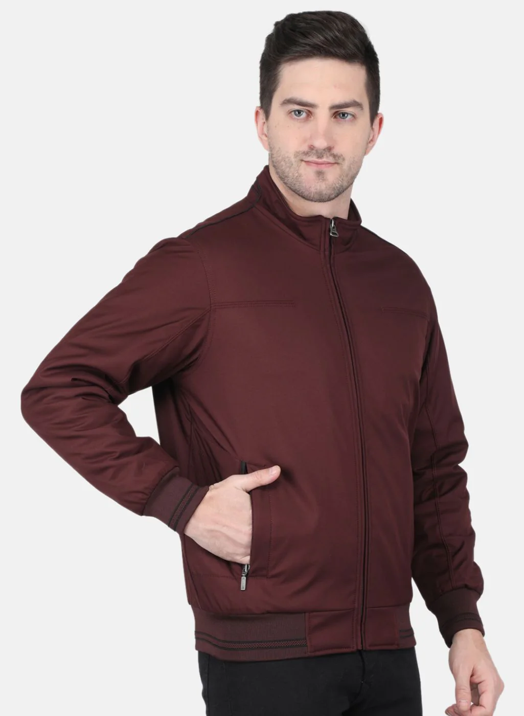 Men Brown Solid Jacket - Image 6