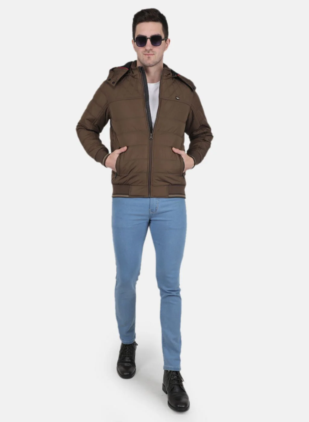 Men Brown Solid Jacket - Image 4