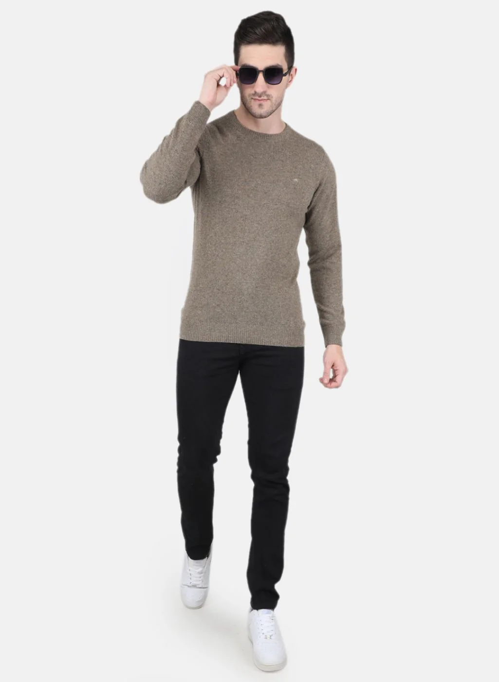 Men Brown Solid Pullover - Image 4