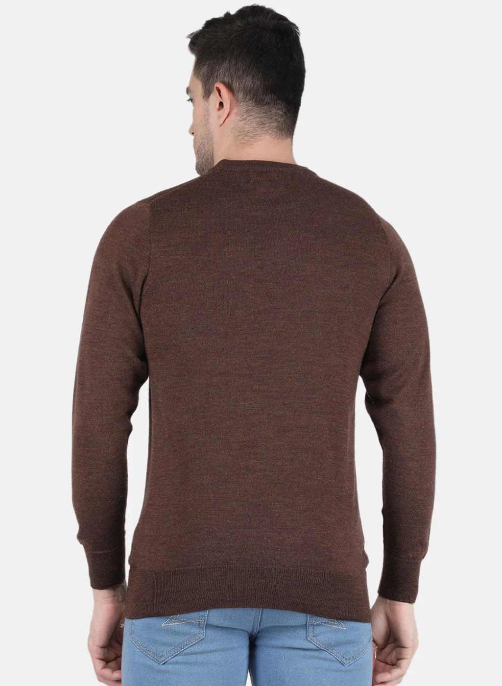 Men Brown Solid Pullover - Image 3