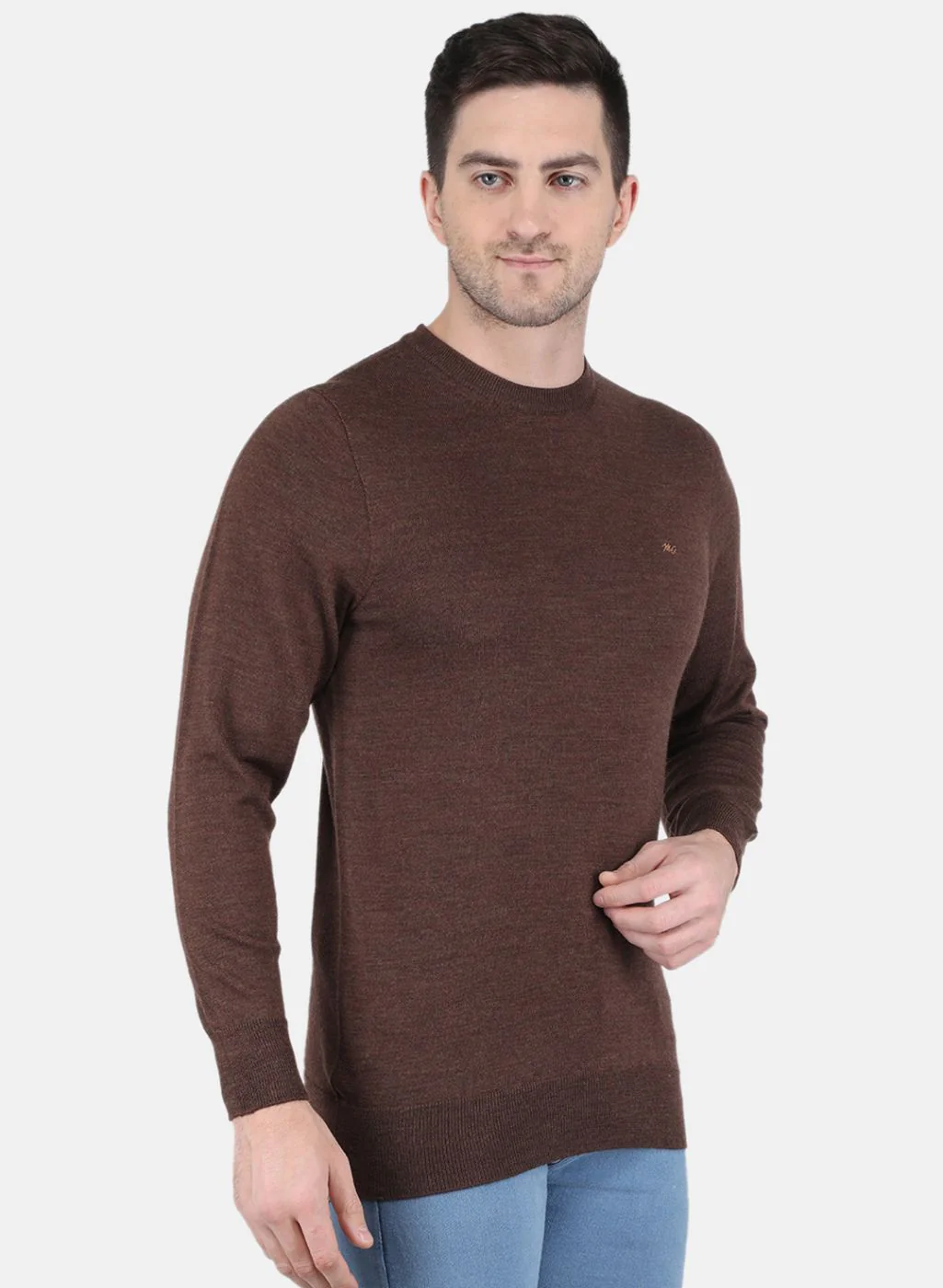 Men Brown Solid Pullover - Image 6