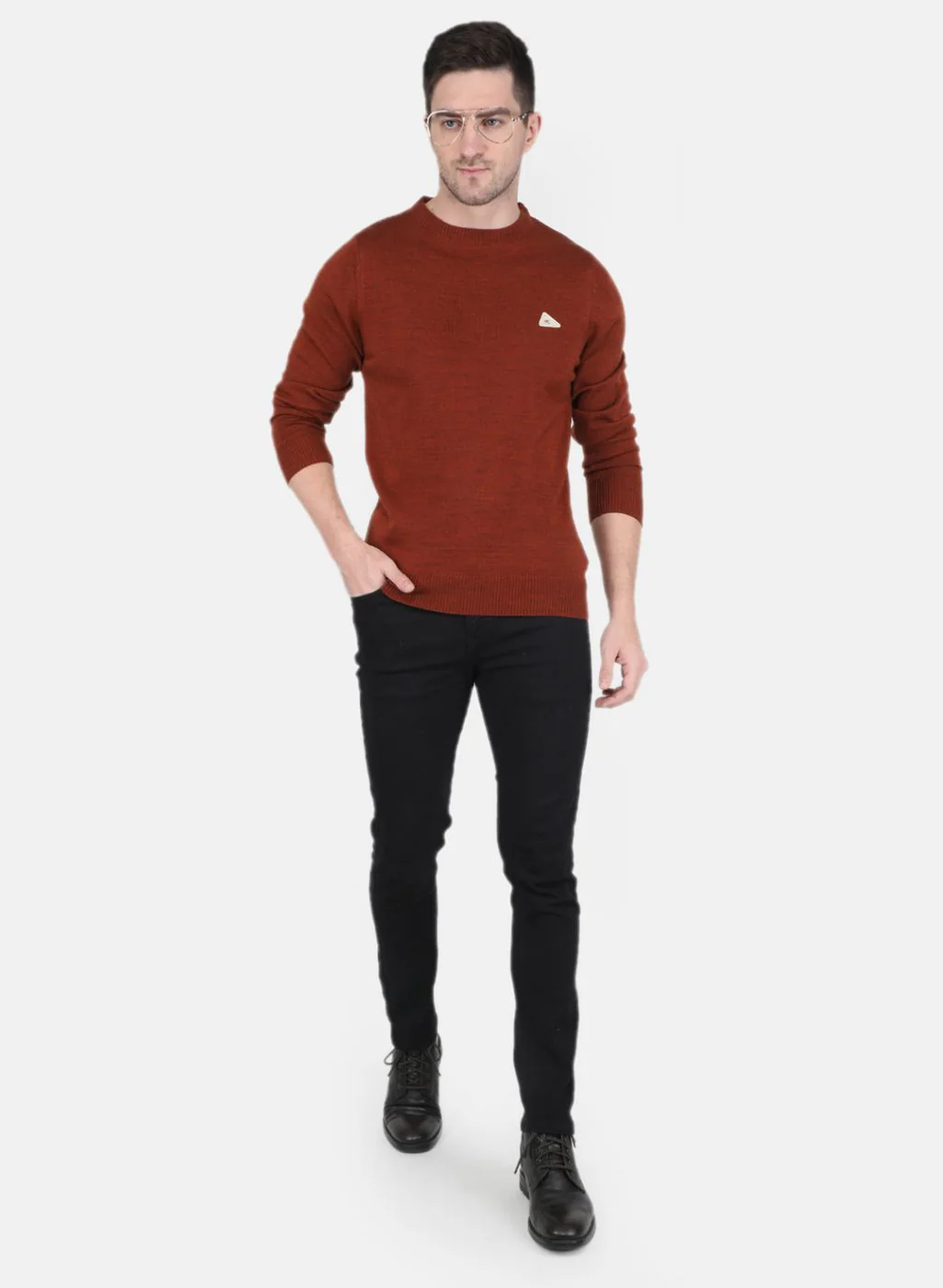 Men Brown Solid Pullover - Image 4