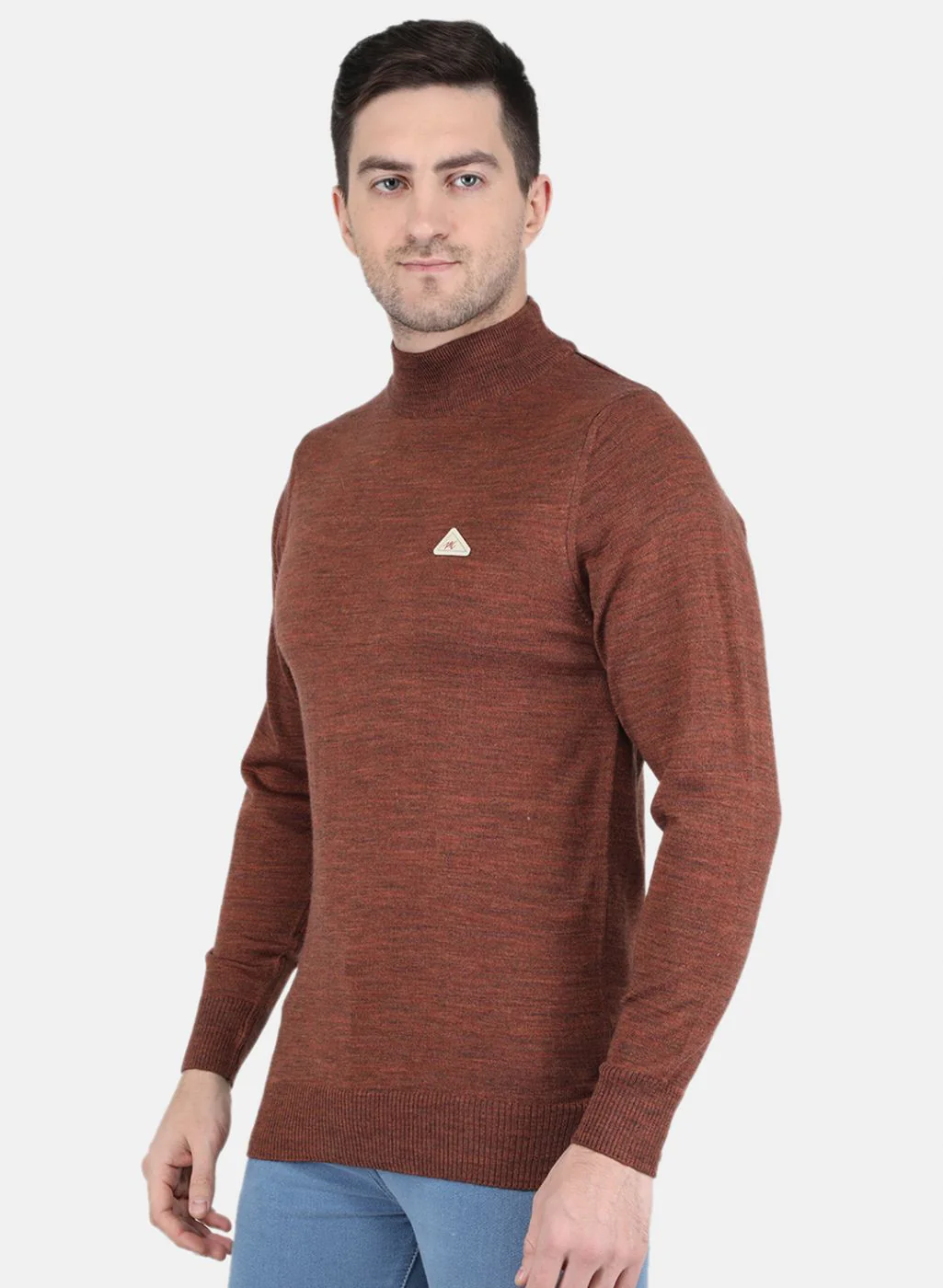 Men Brown Solid Pullover - Image 2