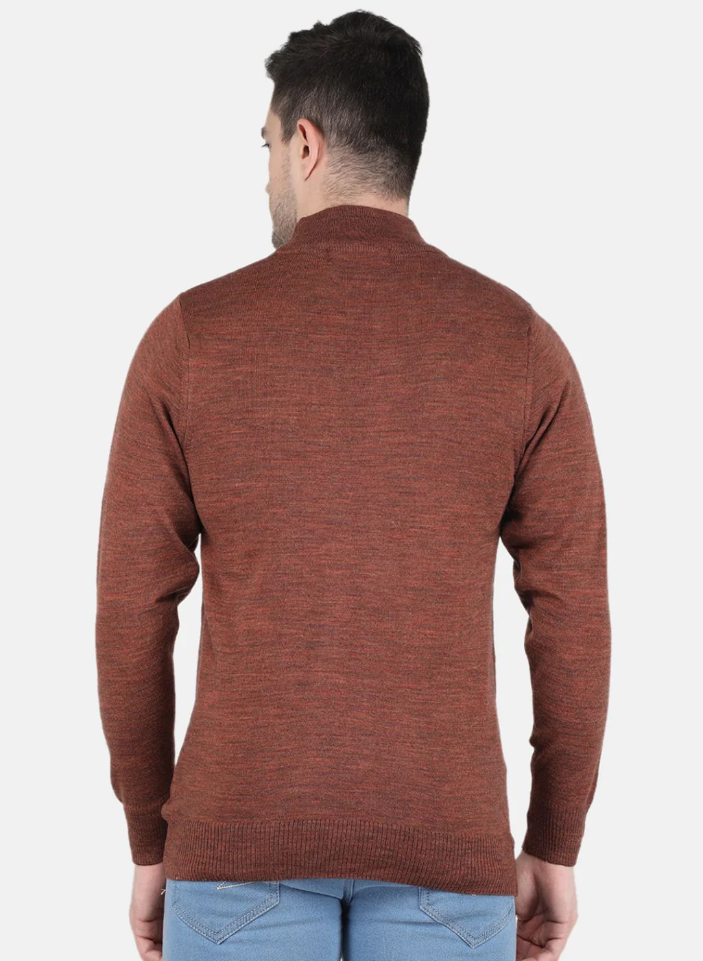Men Brown Solid Pullover - Image 3