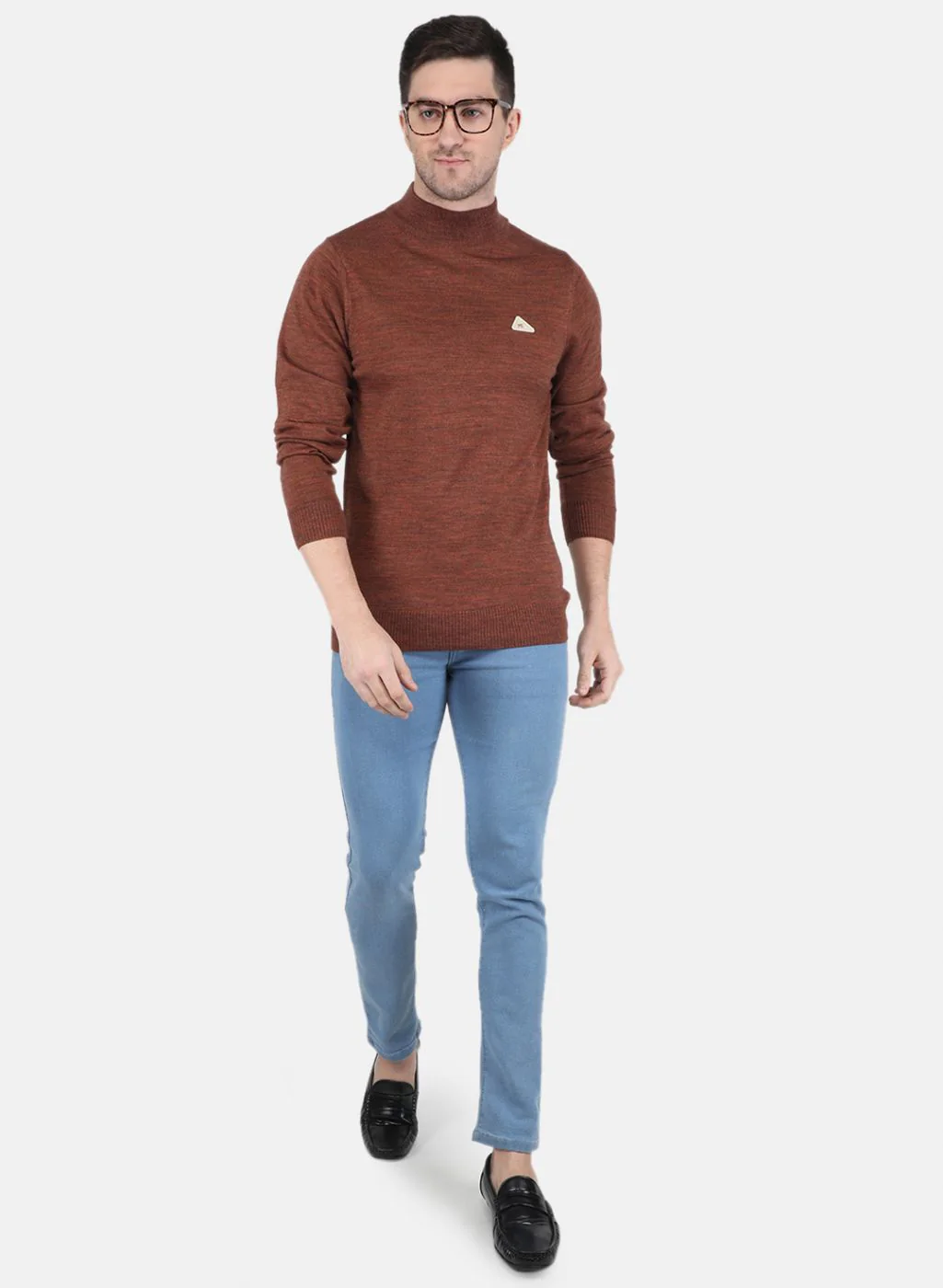 Men Brown Solid Pullover - Image 4