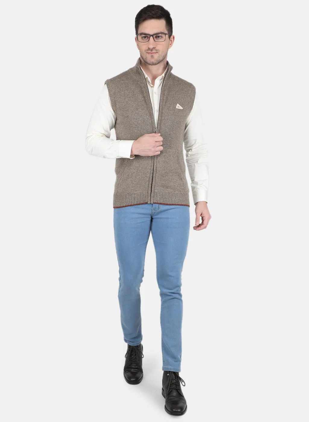 Men Brown Solid Sweater - Image 4