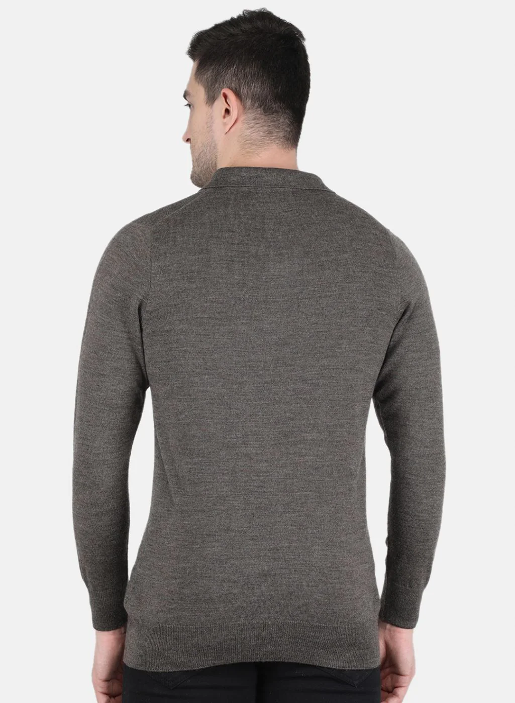 Men Brown Solid T-Shirt - Image 3