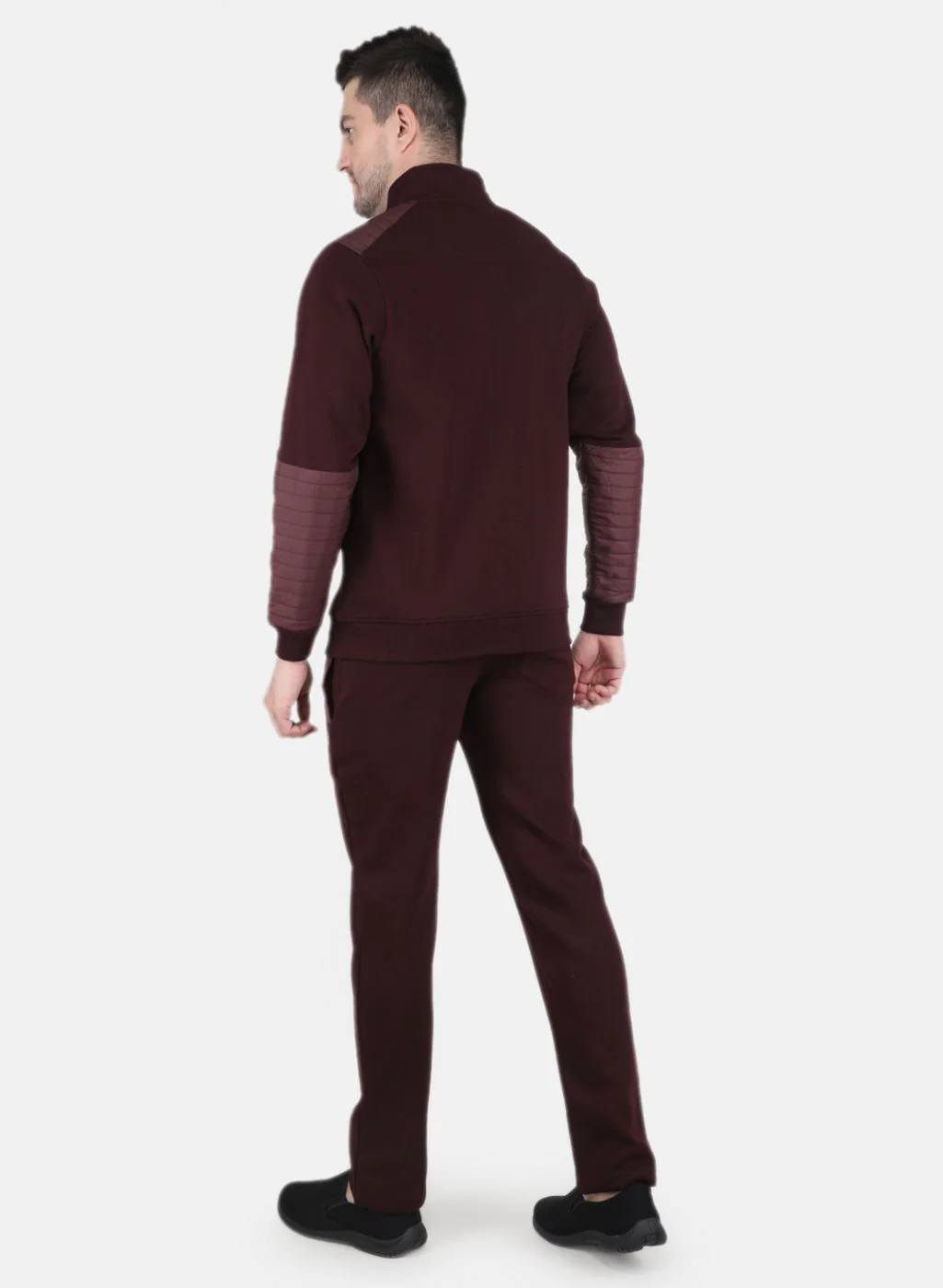 Men Burgundy Solid Tracksuit - Image 3